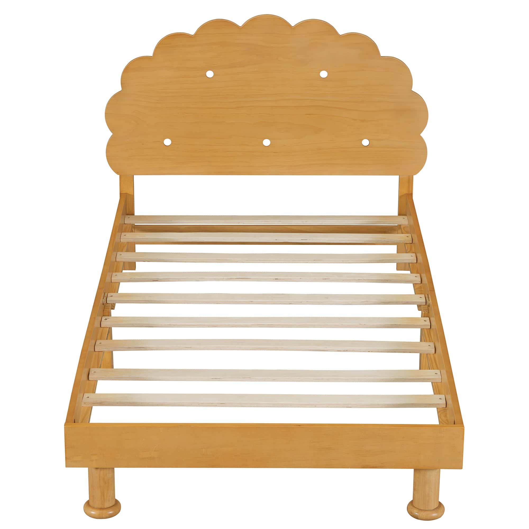 Kids Cookie-Shaped Bed Frame for Boys & Girls,Twin Size Platform Bed, Walnut