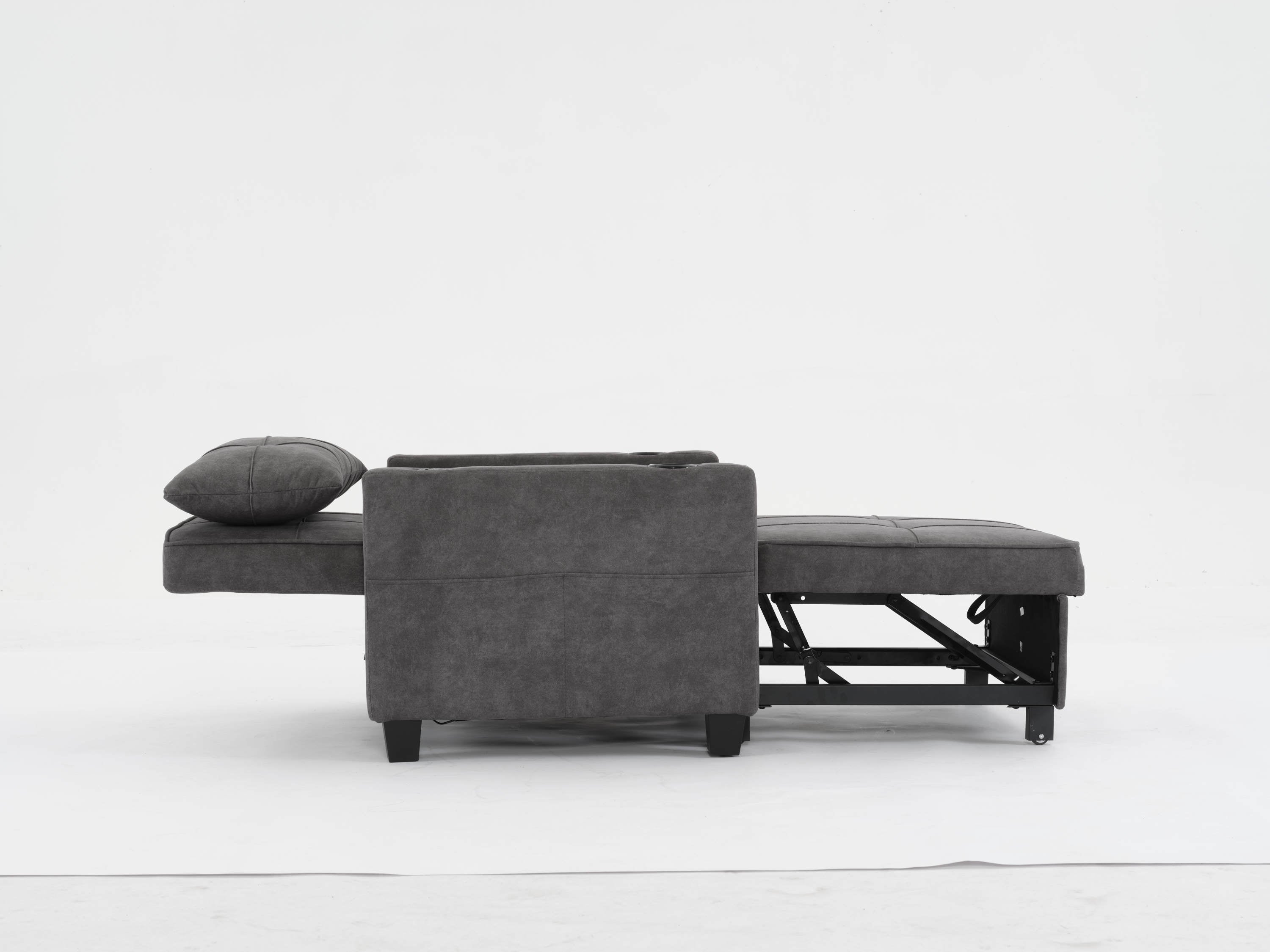 Futon Chair Bed Convertible Chair 3-in-1 Pull Out Sleeper Chair Beds with USB Ports,Wear-resistant and Anti-scratch, Armchair Bed Sleeper for Living Room (Dark Grey Scratch Cloth)