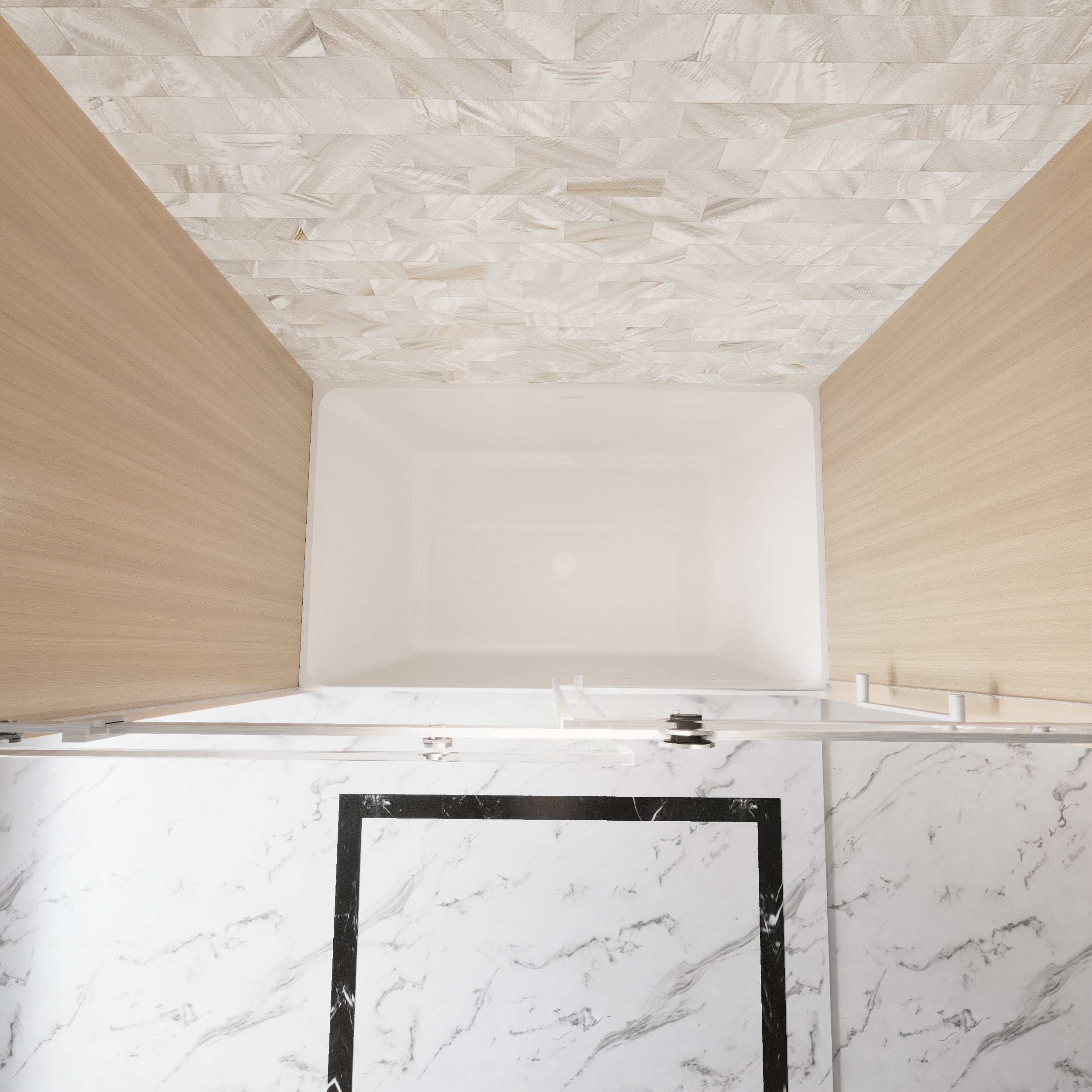 56-60 x 60 in Frameless Single Sliding Square-Tube Tub Door - 56-60 x 60 in / Brushed Nickel / Square Tube view 4