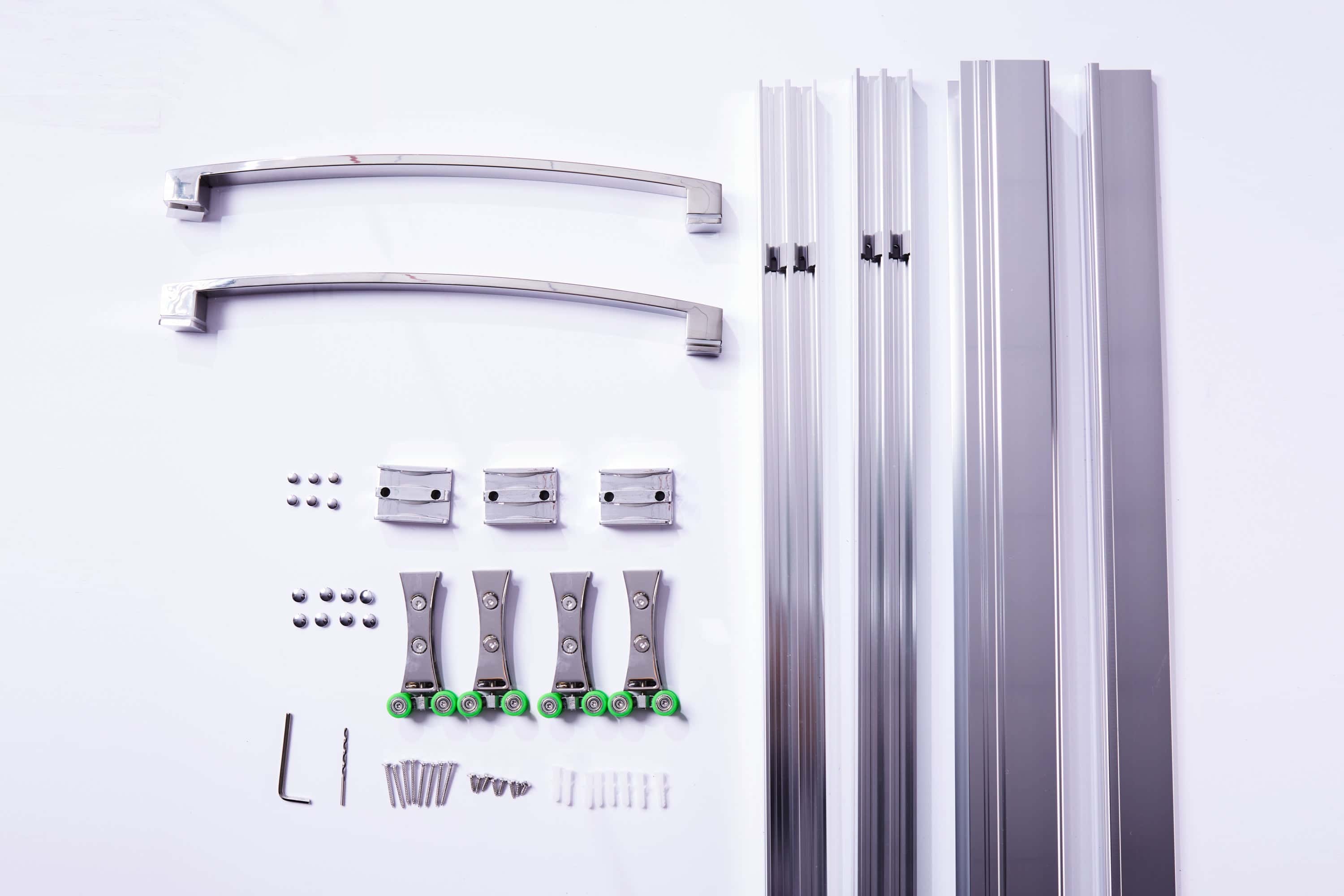 (44 - 48"W x 72"H), (56 - 60"W x 72"H) Semi-Frameless Shower Door, Double Sliding Shower Door, 1/4" (6mm) Clear Tempered Glass Shower Door with Explosion-Proof Film, Chrome