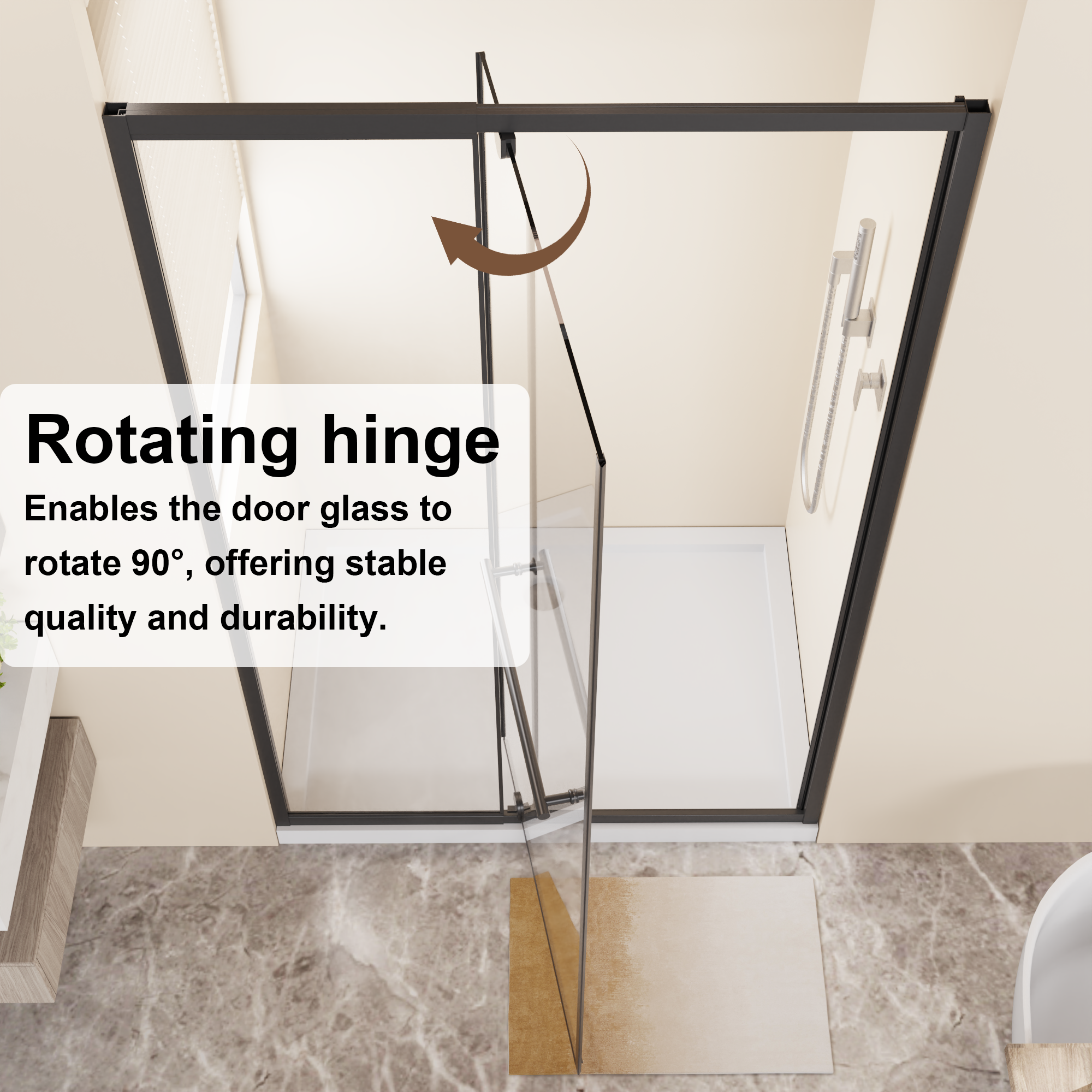 44-48 x 72 in Black Pivot Shower Door - 44-48 x 72 in / Black view 5