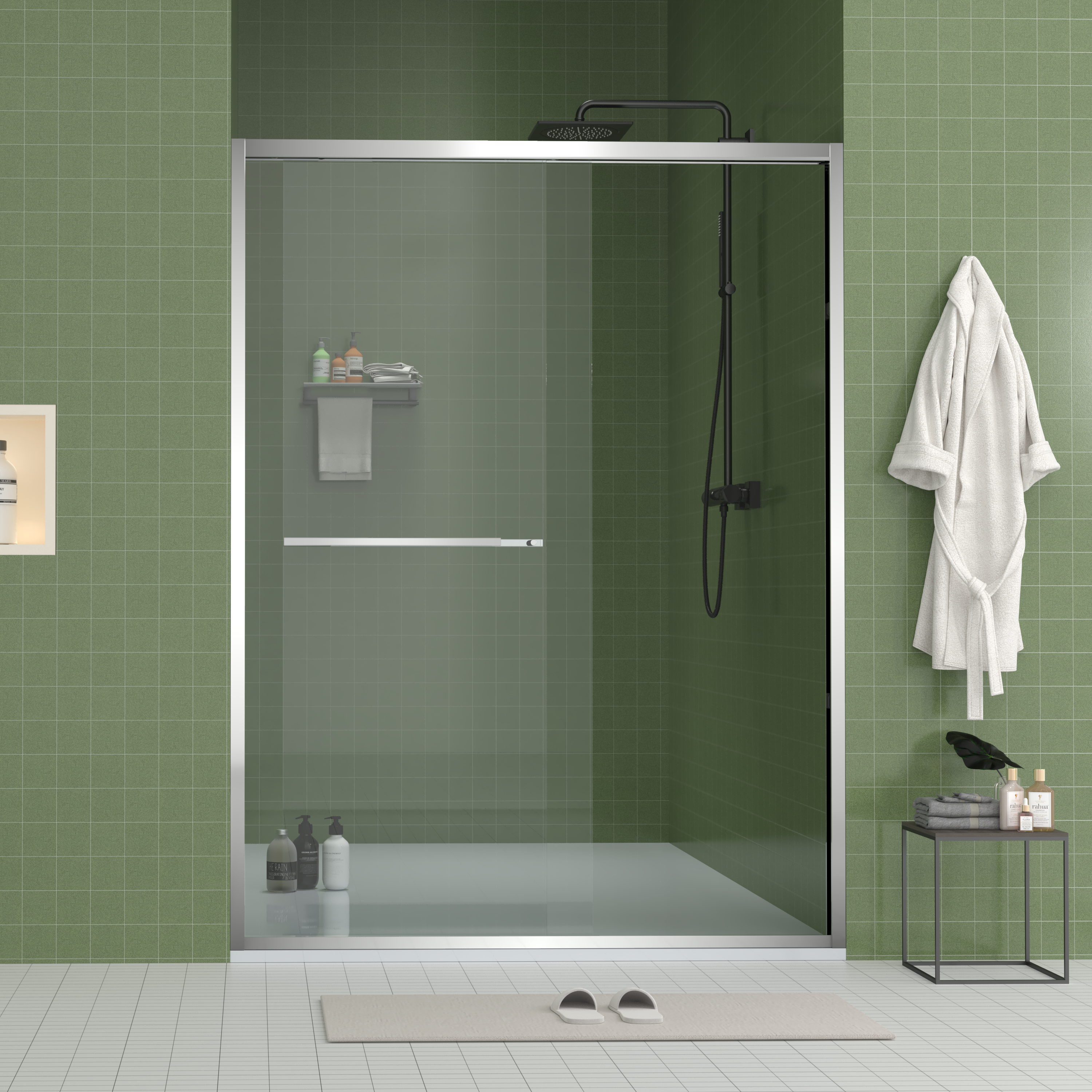 56-60 x 70 in Chrome Bypass Shower Door - 56-60 x 70 in / Chrome view 4