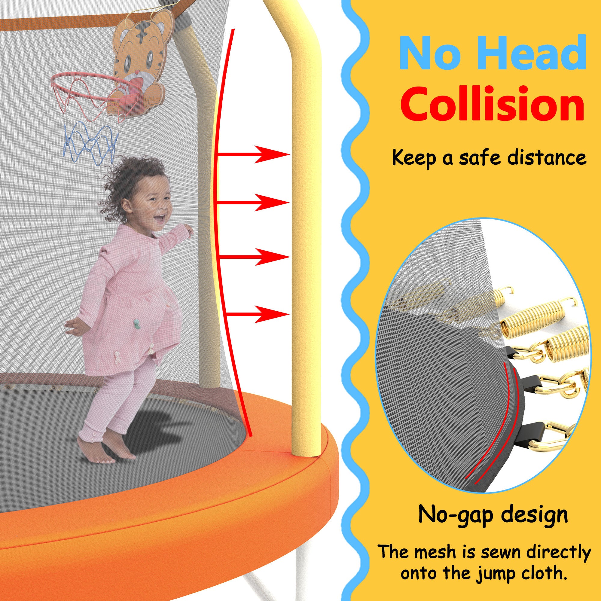 55-inch Trampoline for Kids Indoor & Outdoor Small Toddler Trampoline with Basketball Hoop