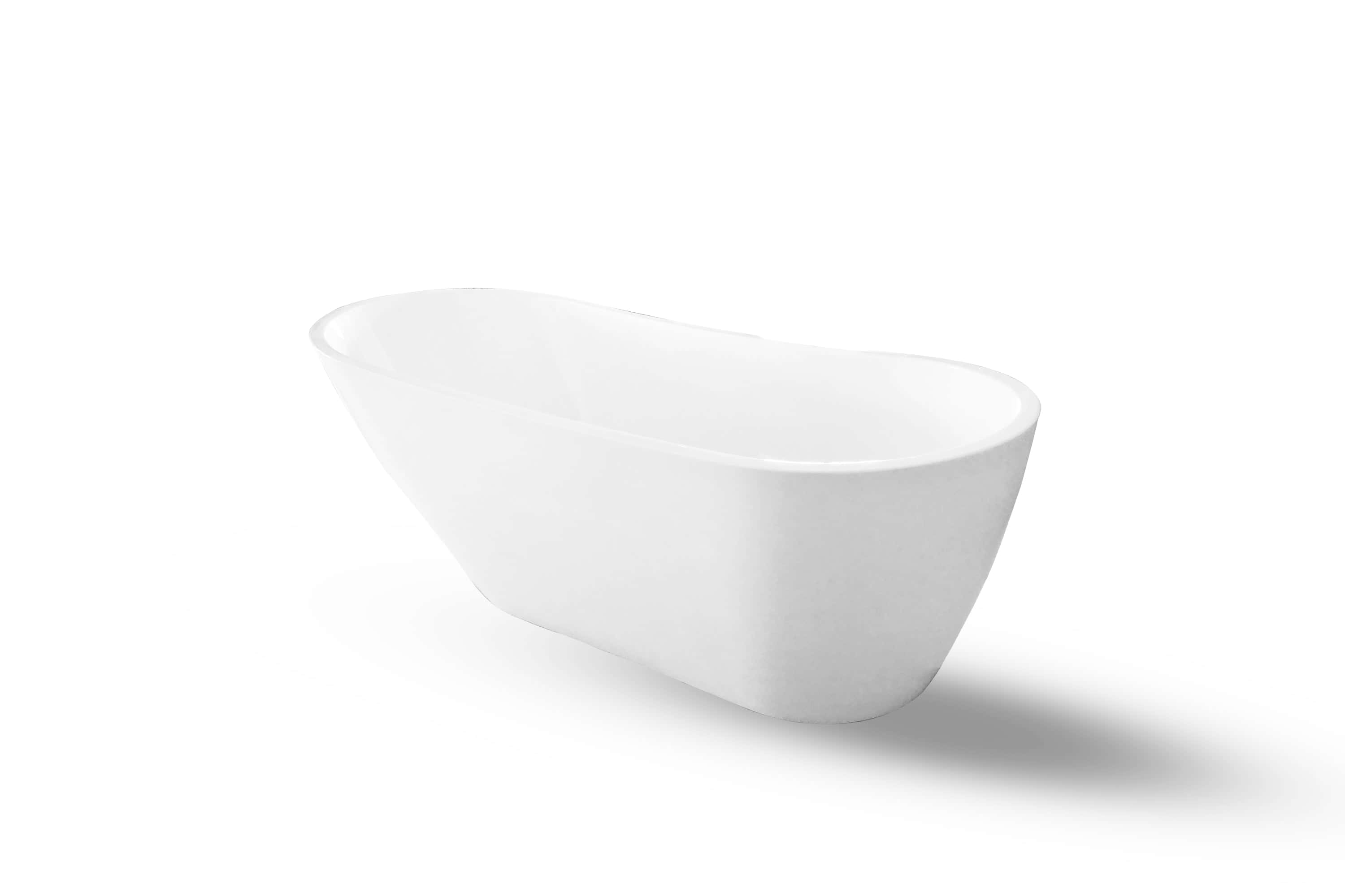 67" Acrylic Freestanding Slipper Bathtub: Gloss White Finish, Chrome Overflow & Pop-Up Drain
