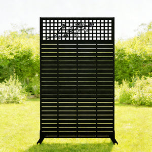 Rose Black metal freestanding privacy screen divider 72 inch, front view