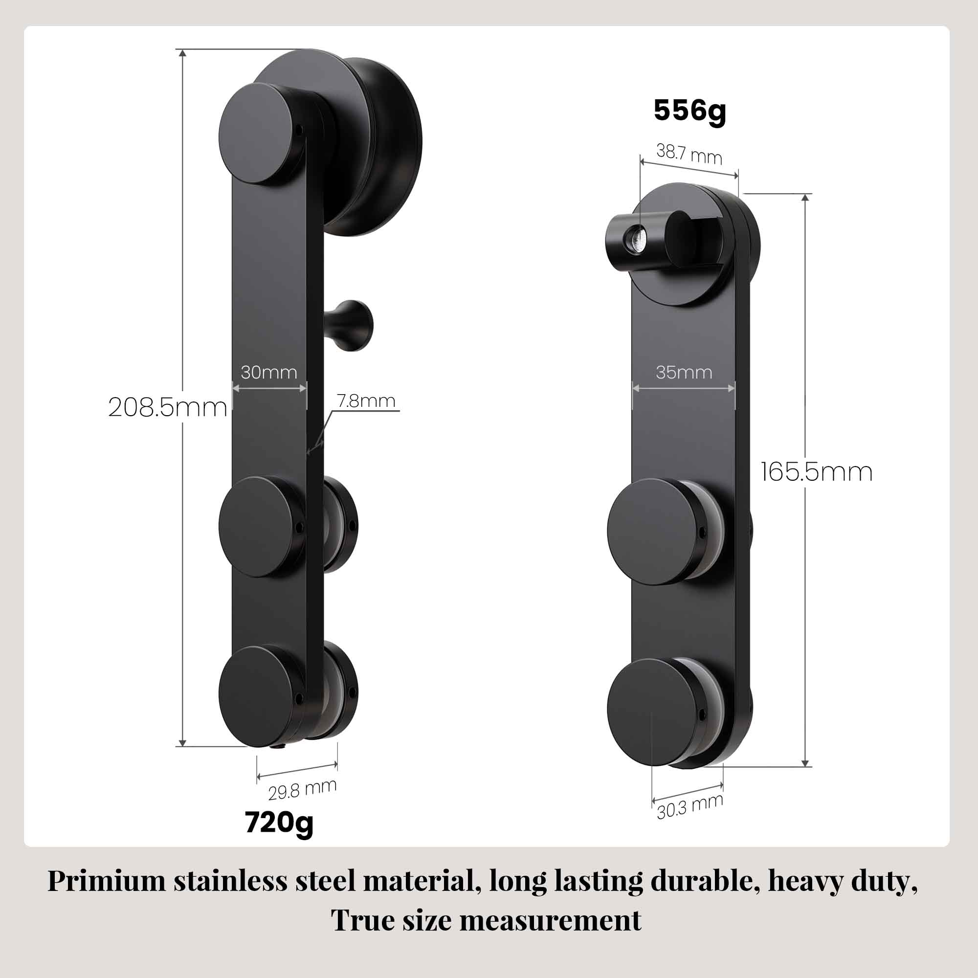 56-60 x 76 in Frameless Single Sliding Shower Door with Towel Rail - 56-60 x 76 in / Matte Black / Without Soft-Close view 5