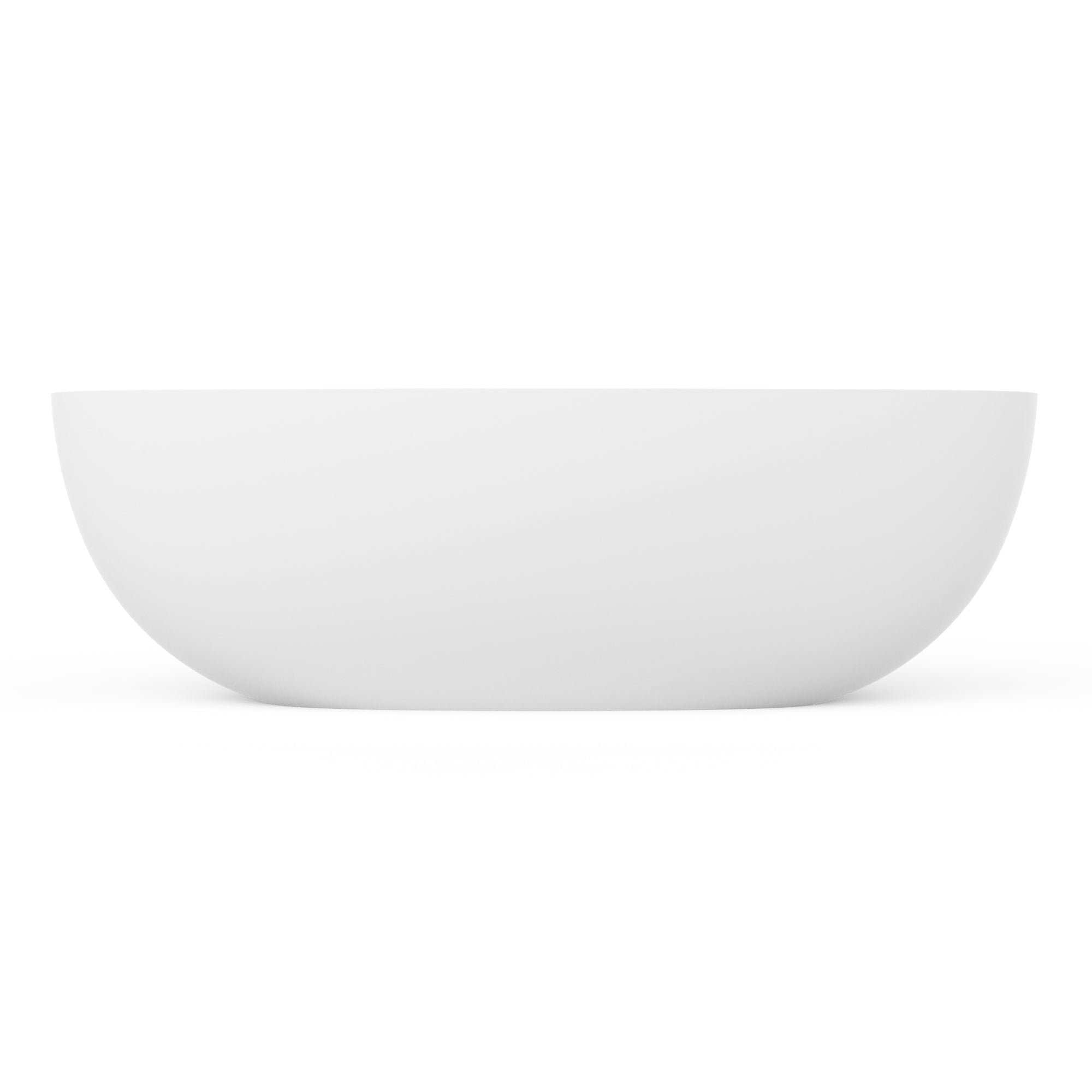 71 inch solid surface freestanding soaking bathtub, white, interior basin view