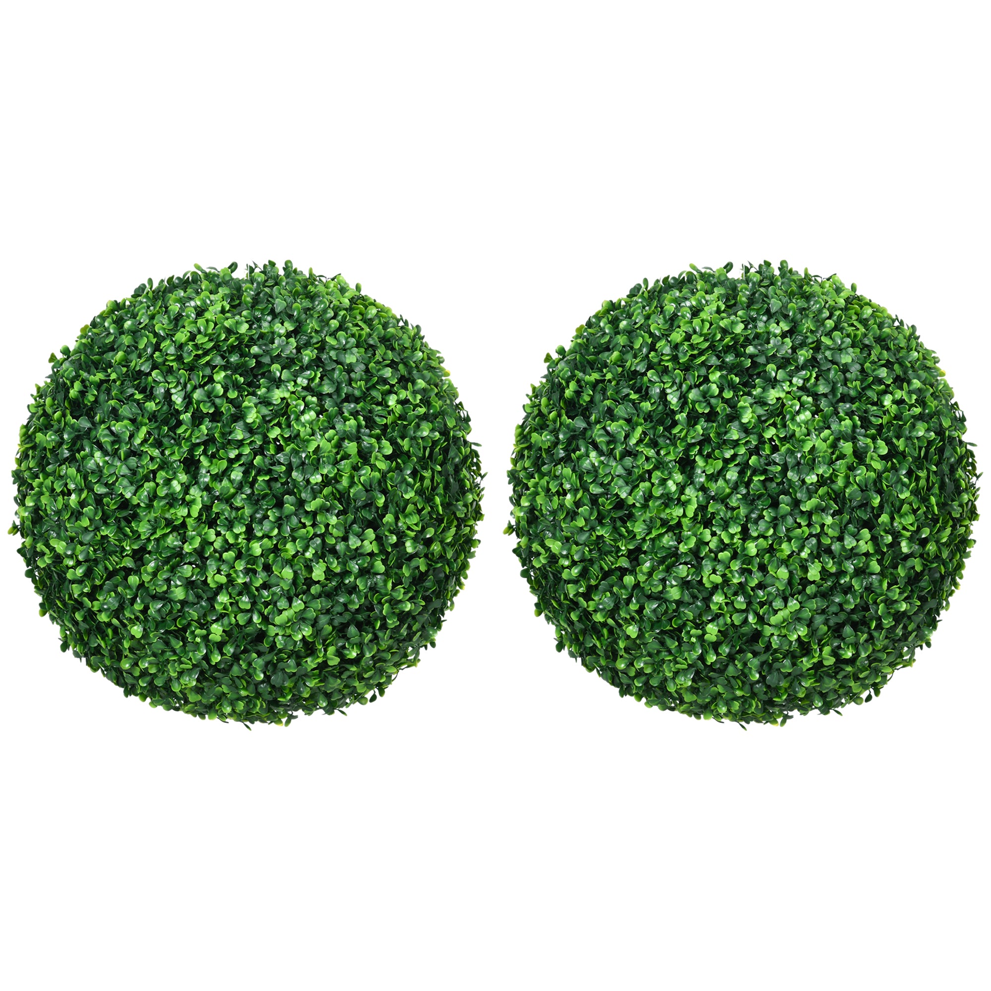 HOMCOM Set of 2 15.75 Inch Artificial Ball Boxwood Topiary Trees Balls, Indoor Outdoor Fake Plants for Home, Office & Living Room Decor
