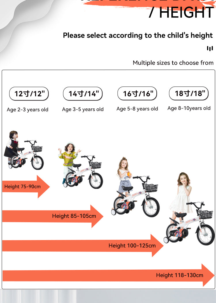 FKZNPJ 18 inch sporty kids bike with training wheels and stand Adjustable saddle Suitable for boys and girls aged 5-10 years tall Height 39-49 inches Available in a variety of colors