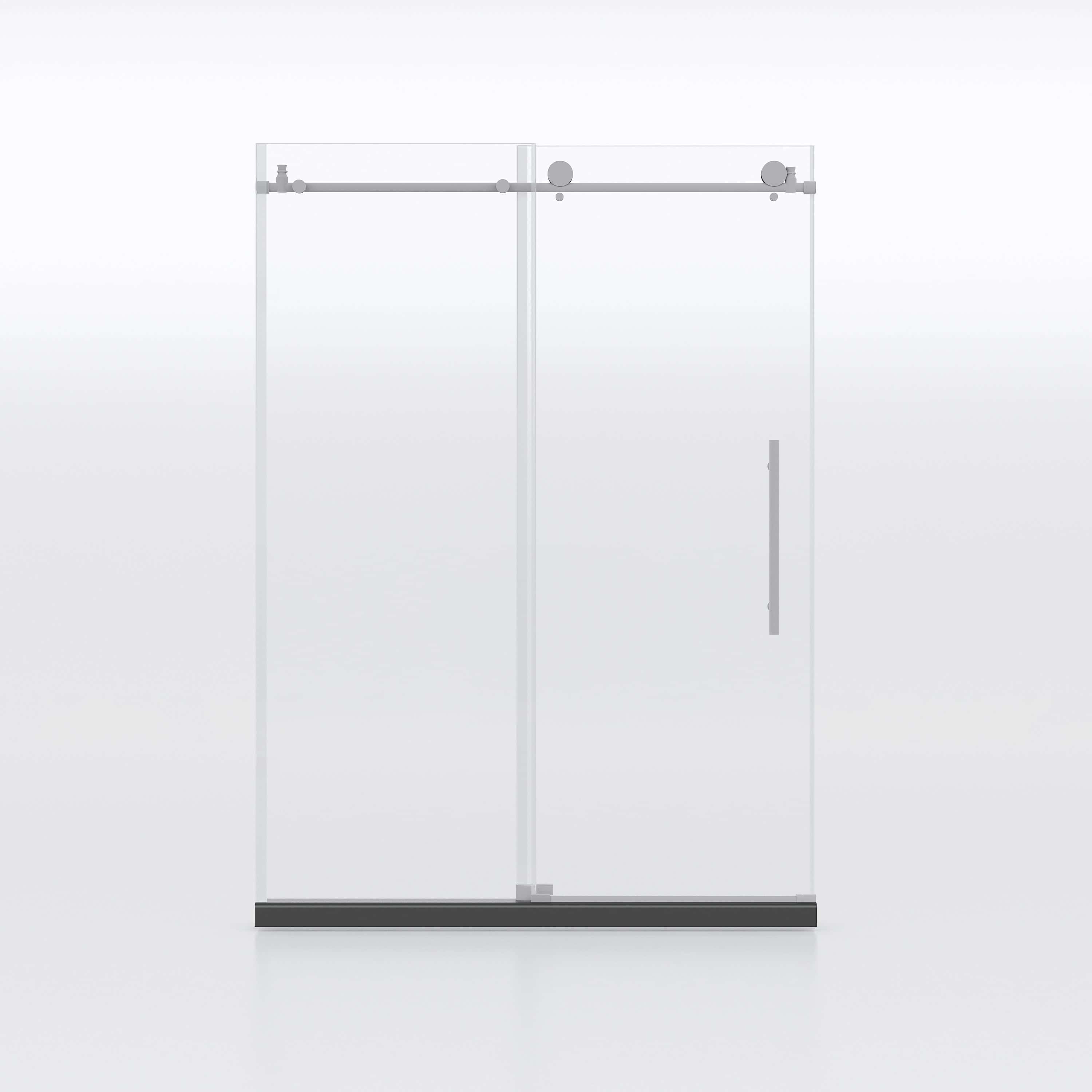 Frameless Shower Doors 60"W x 76"H with 3/8"(10mm) Clear Tempered Glass, Brushed Nicel Finish