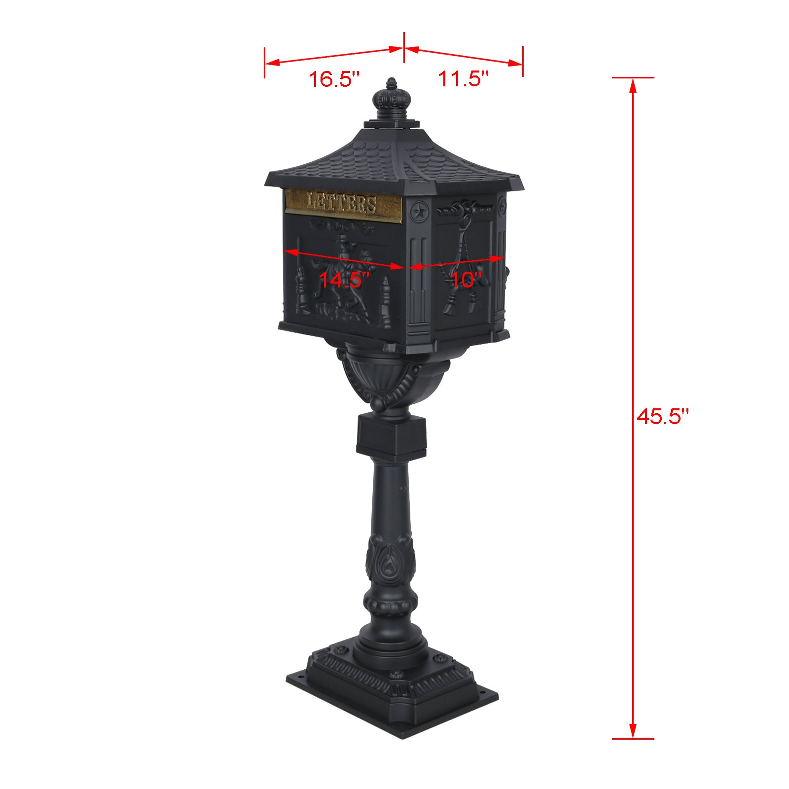 Cast Aluminum Mail Box,Postal Box , Mailbox Color Black