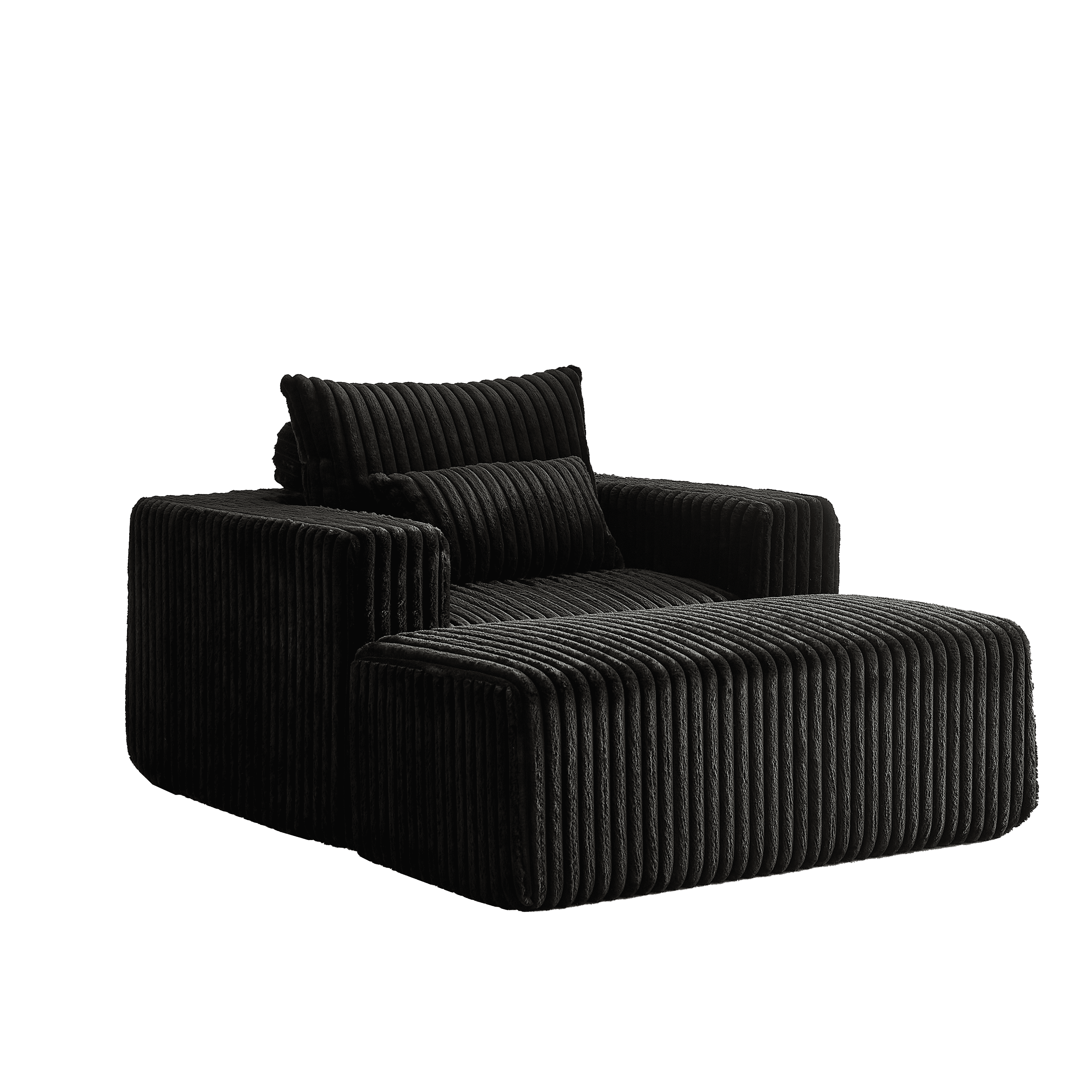 62.5-Inch Corduroy Sponge Sofa Lounge Chair with Removable footrest,No Assembly Required,Fluffy Modern Sleeper Chair for Indoor Living Room Bedroom