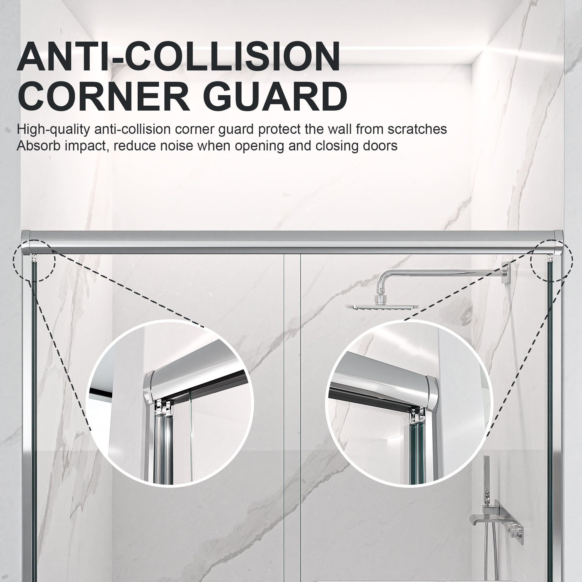 44-60 x 72 in Chrome Semi-Frameless Bypass Door view 6