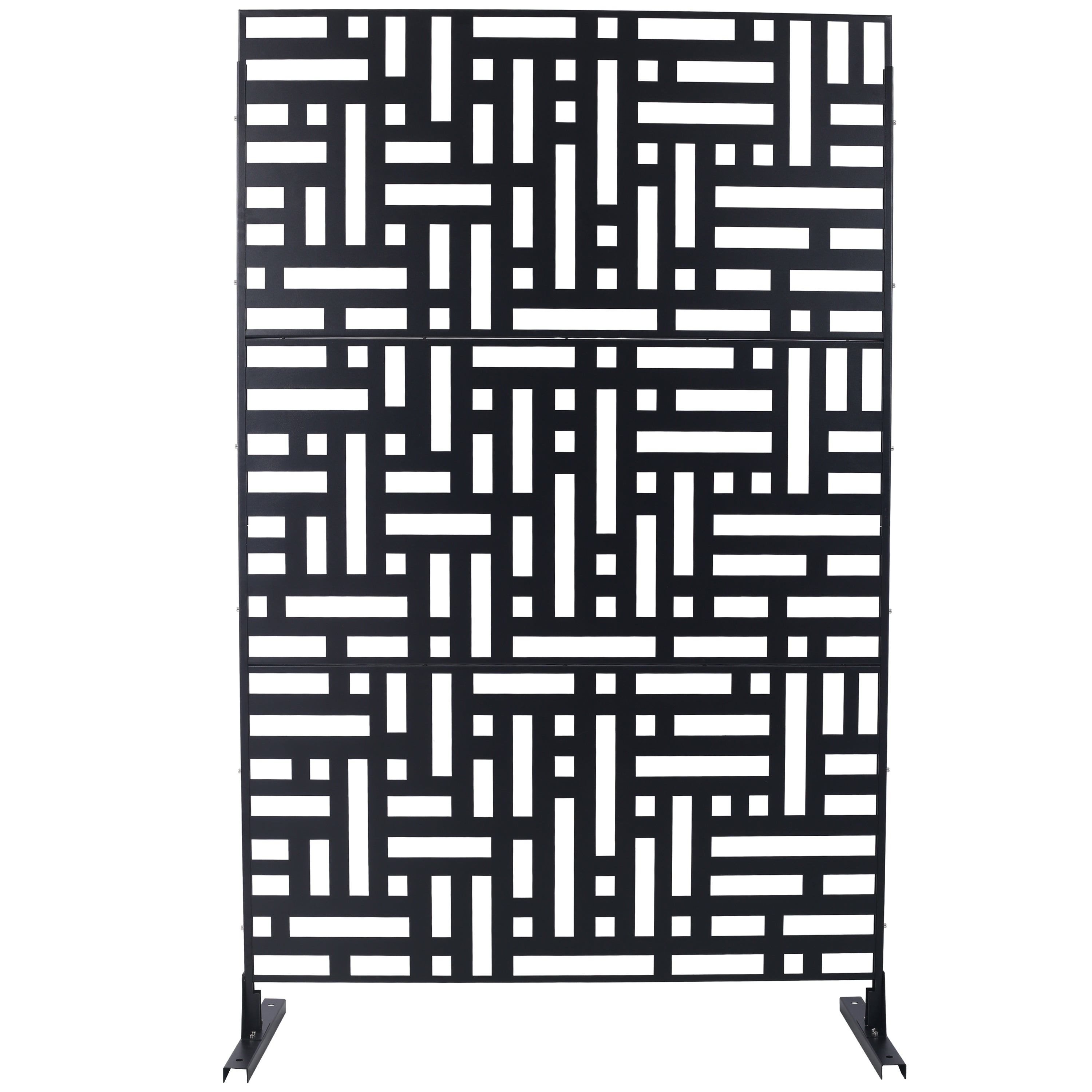 Outdoor & Indoor Privacy Screen Metal Privacy Screen 76" H×48" W, Freestanding Decorative Privacy Screen for Deck Balcony Patio, Privacy Fence Panels for Outside Lawn Garden PS103 BLACK
