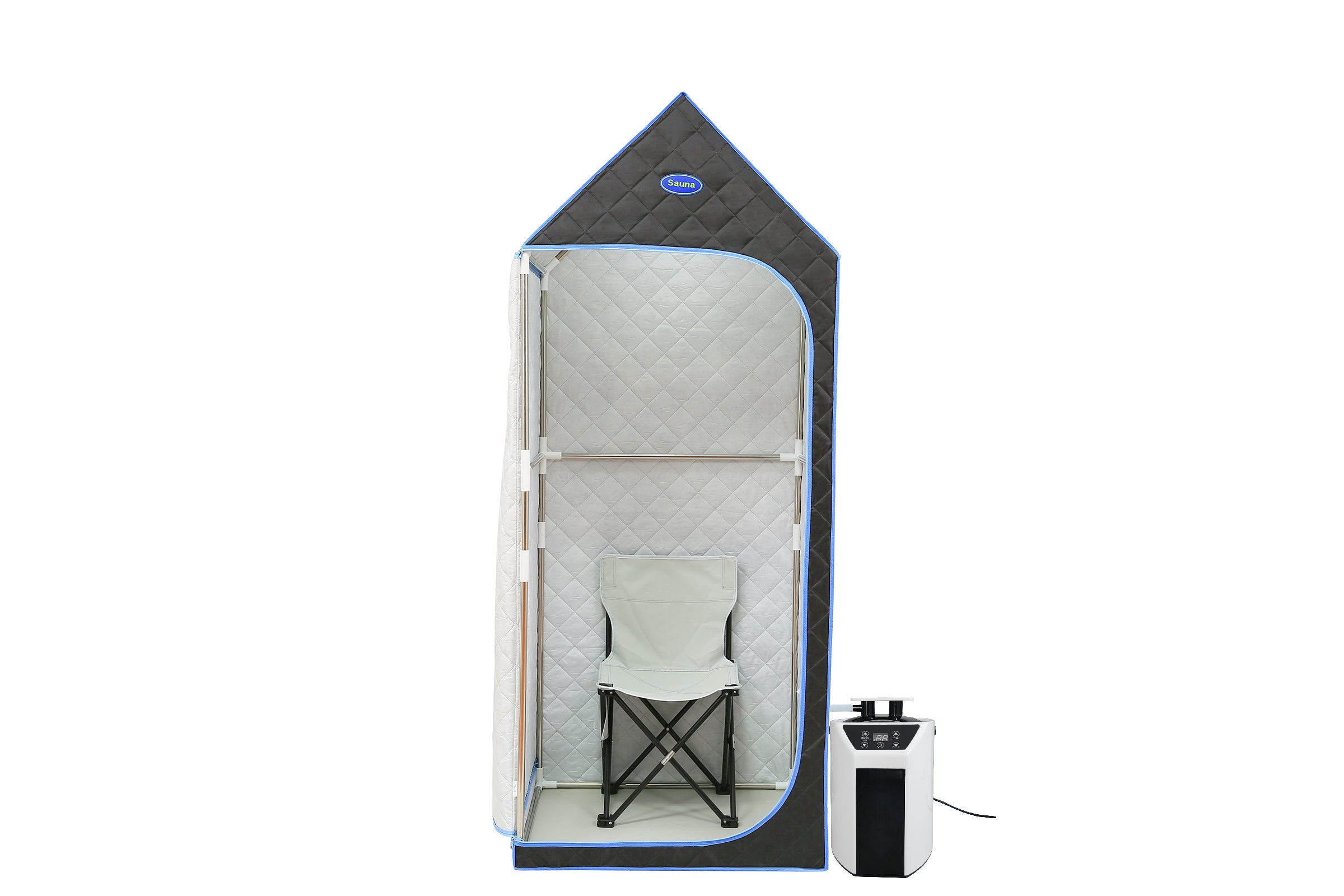 Portable Gothic Roof Plus Type Full Size Steam Sauna tent. Spa, Detox ,Therapy and Relaxation at home. Larger Space, Stainless Steel Pipes Connector Easy to Install. FCC Certification--Black