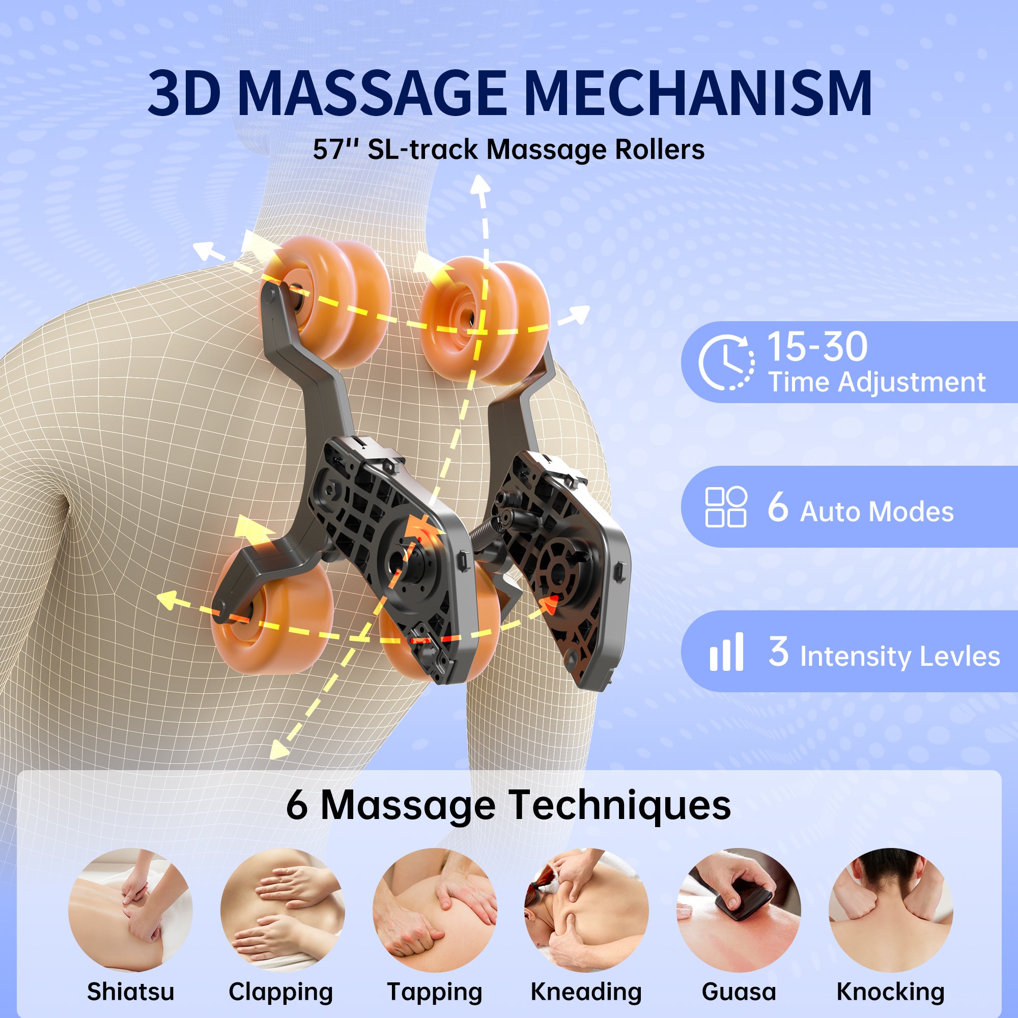 Full Body Massage Chair, Full Body Zero Gravity with 3D Massage Mechanism, 6 Auto Massage Mode, Waist and Calf Heater, Foot Roller, Bluetooth Speaker (Black)