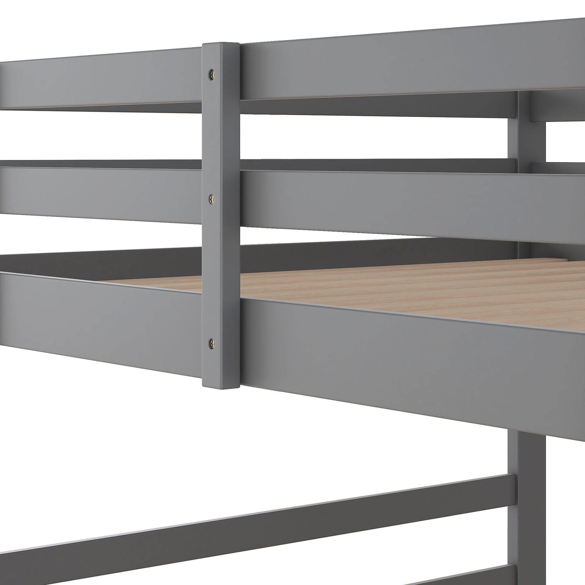 Full Over Full Bunk Bed with Ladder, Gray(OLD SKU:WF282788AAE)