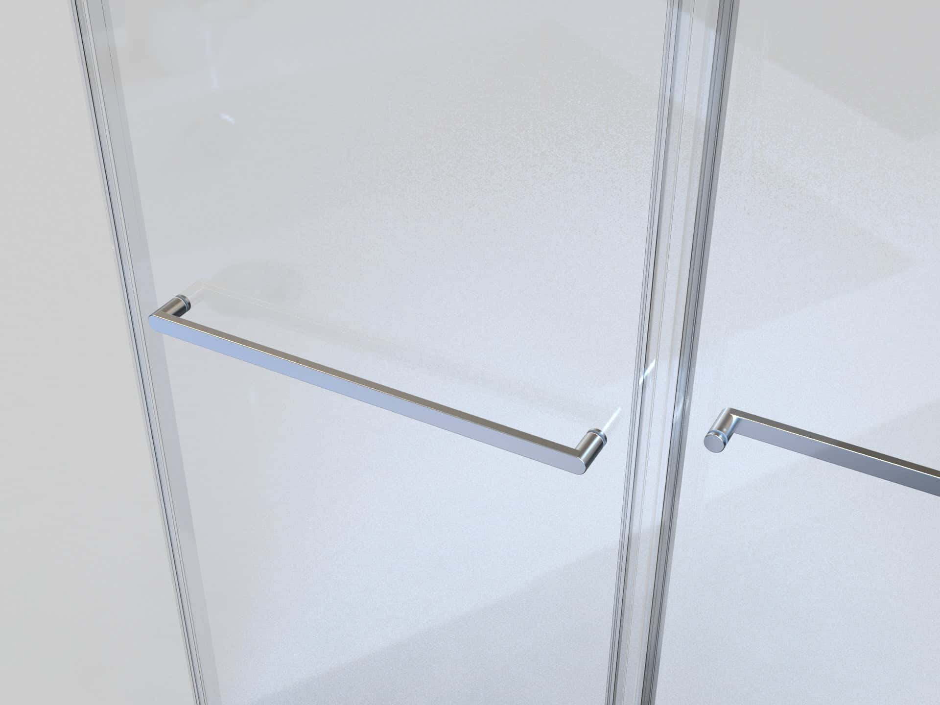 56-60"W x 76"H Double Sliding Frameless Soft-Close Shower Door, Premium 3/8 Inch (10mm) Thick Tampered Glass and Easy-cleaning Coating in Chrome 23D02-60C
