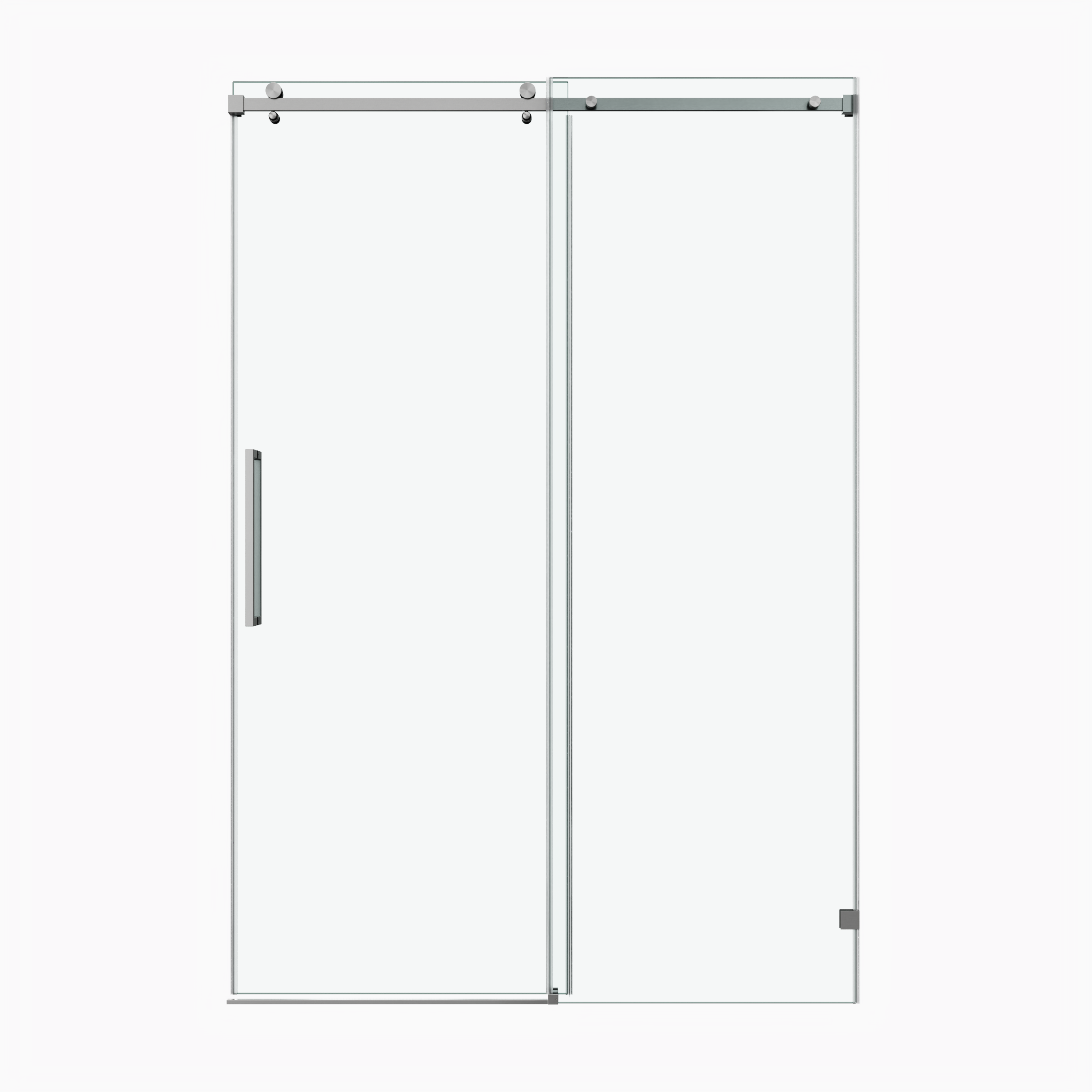54 x 76 in Fixed and Sliding Square-Tube Shower Door - 54 x 76 in / Brushed Nickel view 1