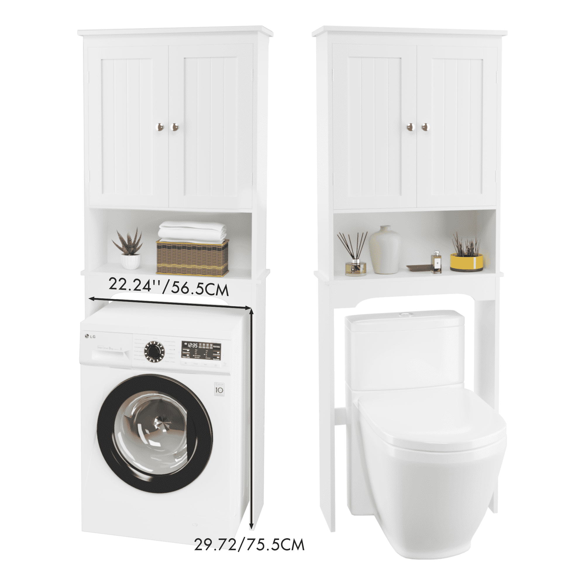 Over The Toilet Storage Cabinet, Bathroom Shelf Over Toilet, Bathroom Storage Cabinet Organizer,Wood Bathroom Space Saver, White