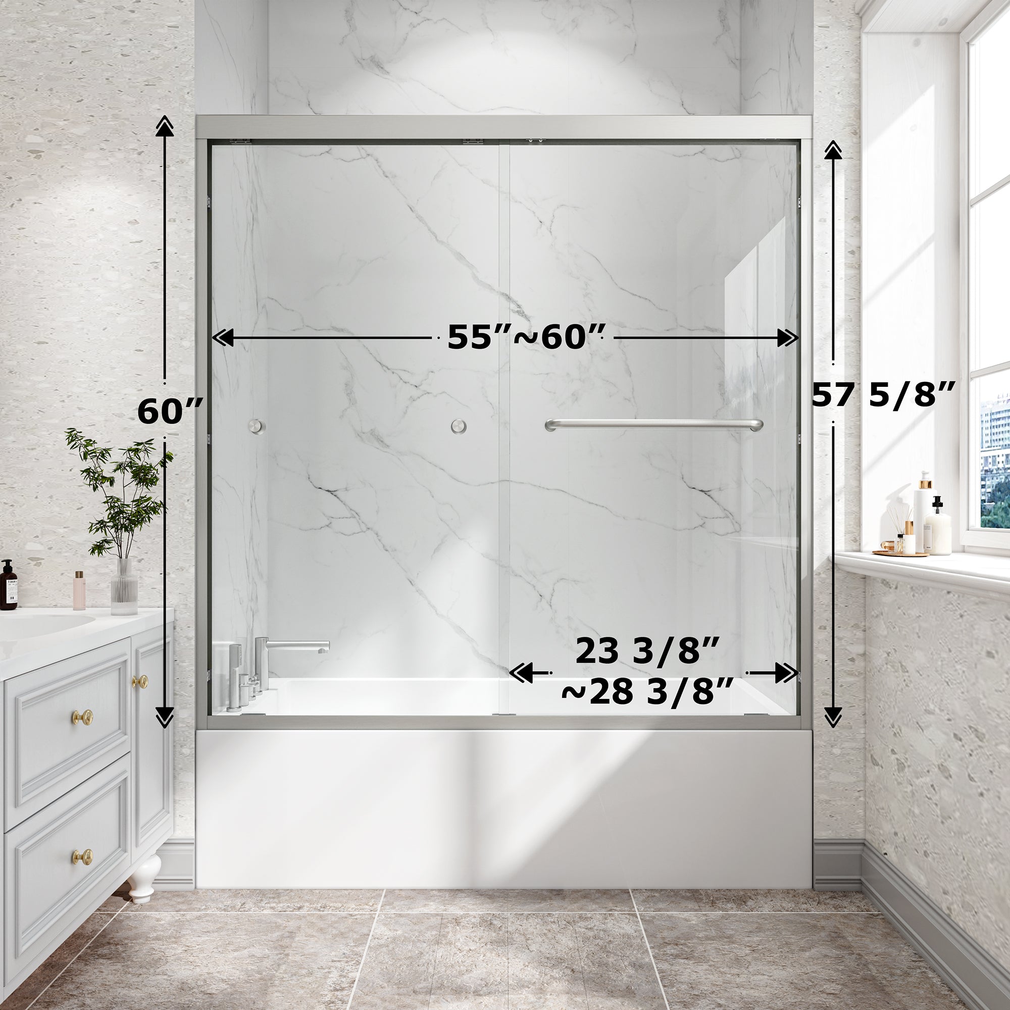 55-60 x 60 in Reversible Bathtub Door view 3