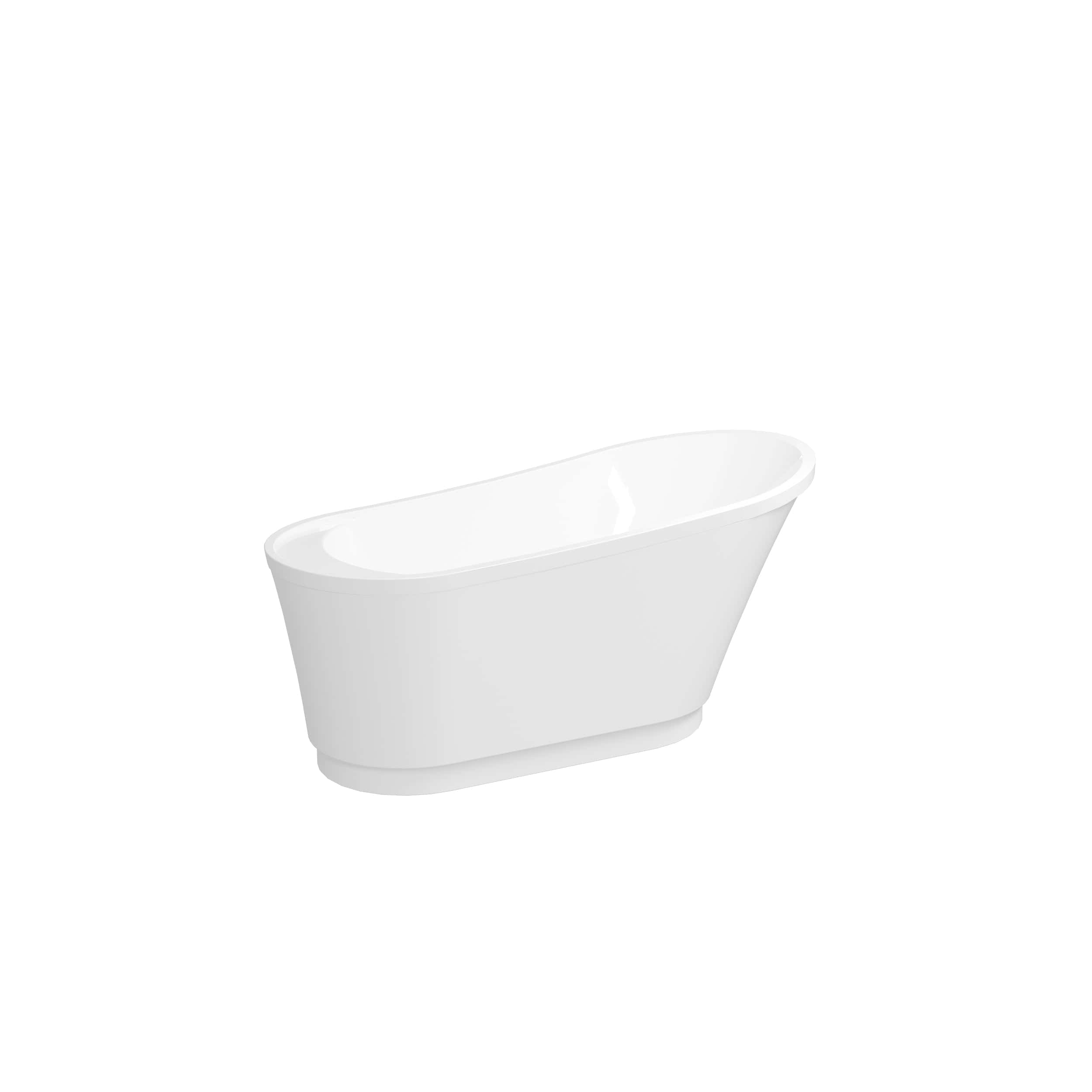 59" Acrylic Freestanding Bathtub, White Modern Stand Alone Soaking Bathtub, Brushed Nickel Drain and Minimalist Linear Design Overflow Included, cUPC Certified, 02568T-BN