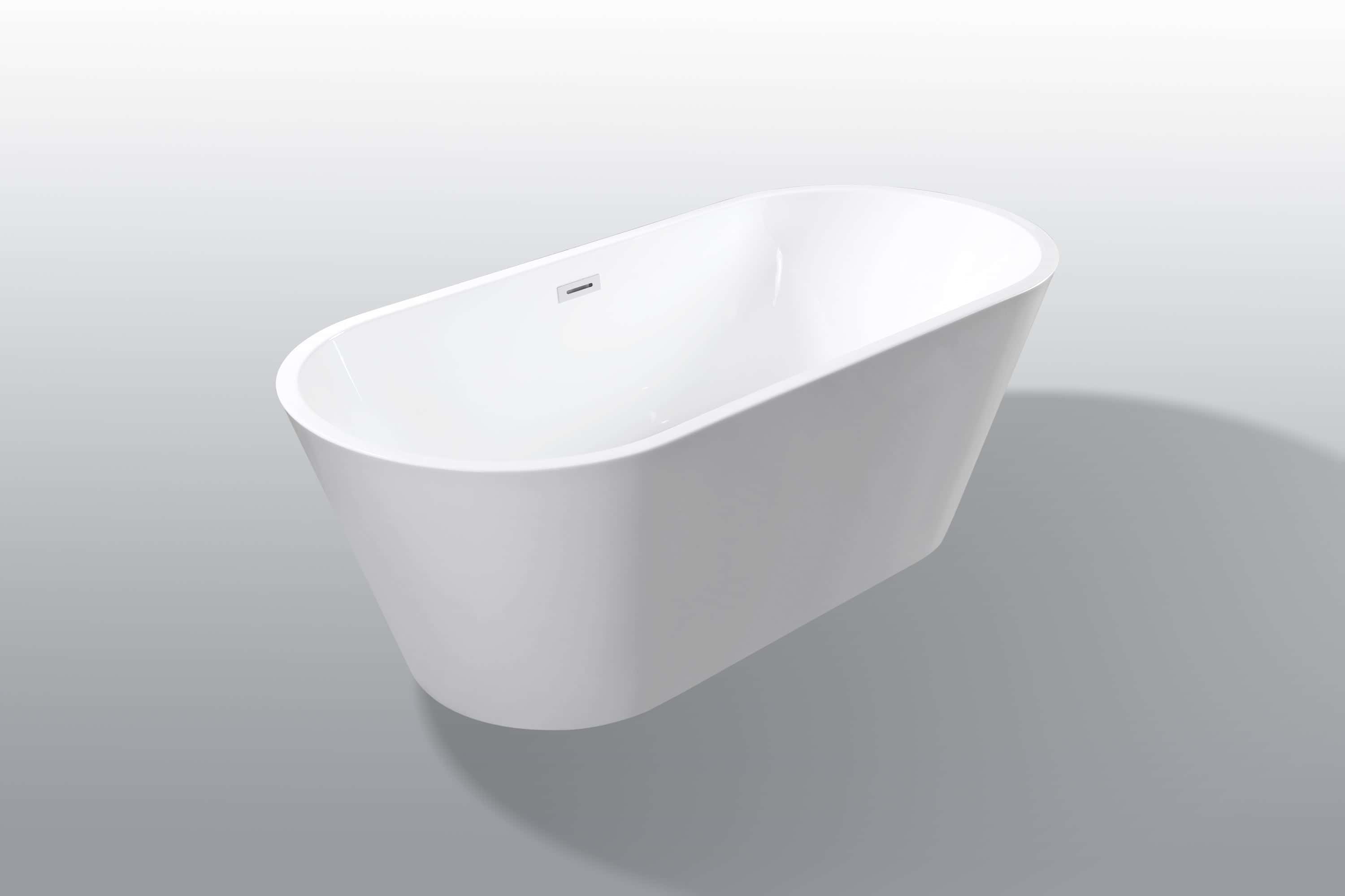 67" Acrylic Freestanding Bathtub-Acrylic Soaking Tubs, Oval Shape Freestanding Bathtub With Chrome Overflow and Pop Up Drain
