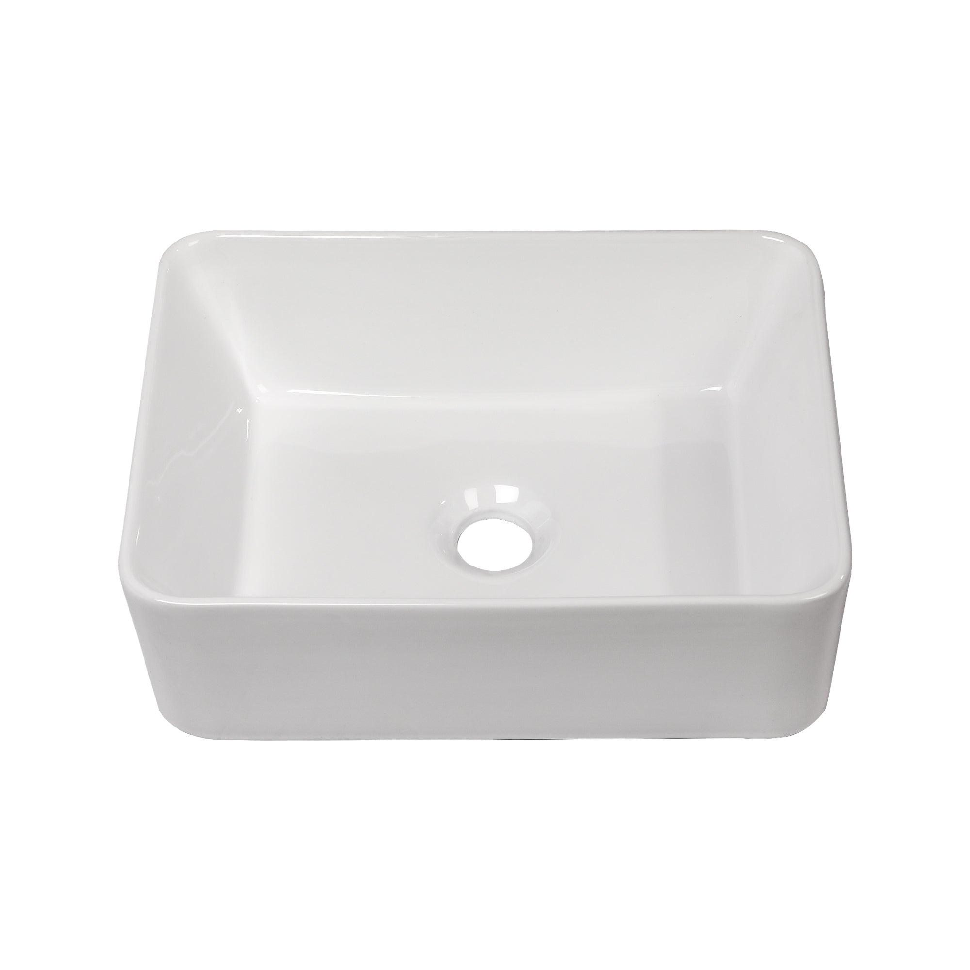 16"x12" White Ceramic Rectangular Vessel Bathroom Sink