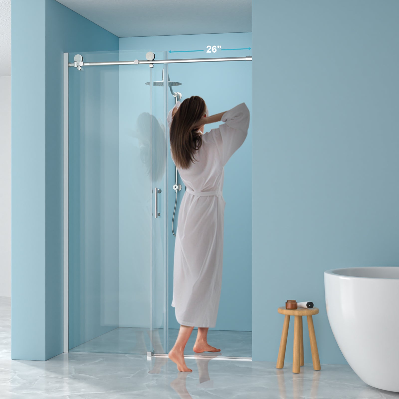 Sliding shower door 48 in. chrome bypass track detail
