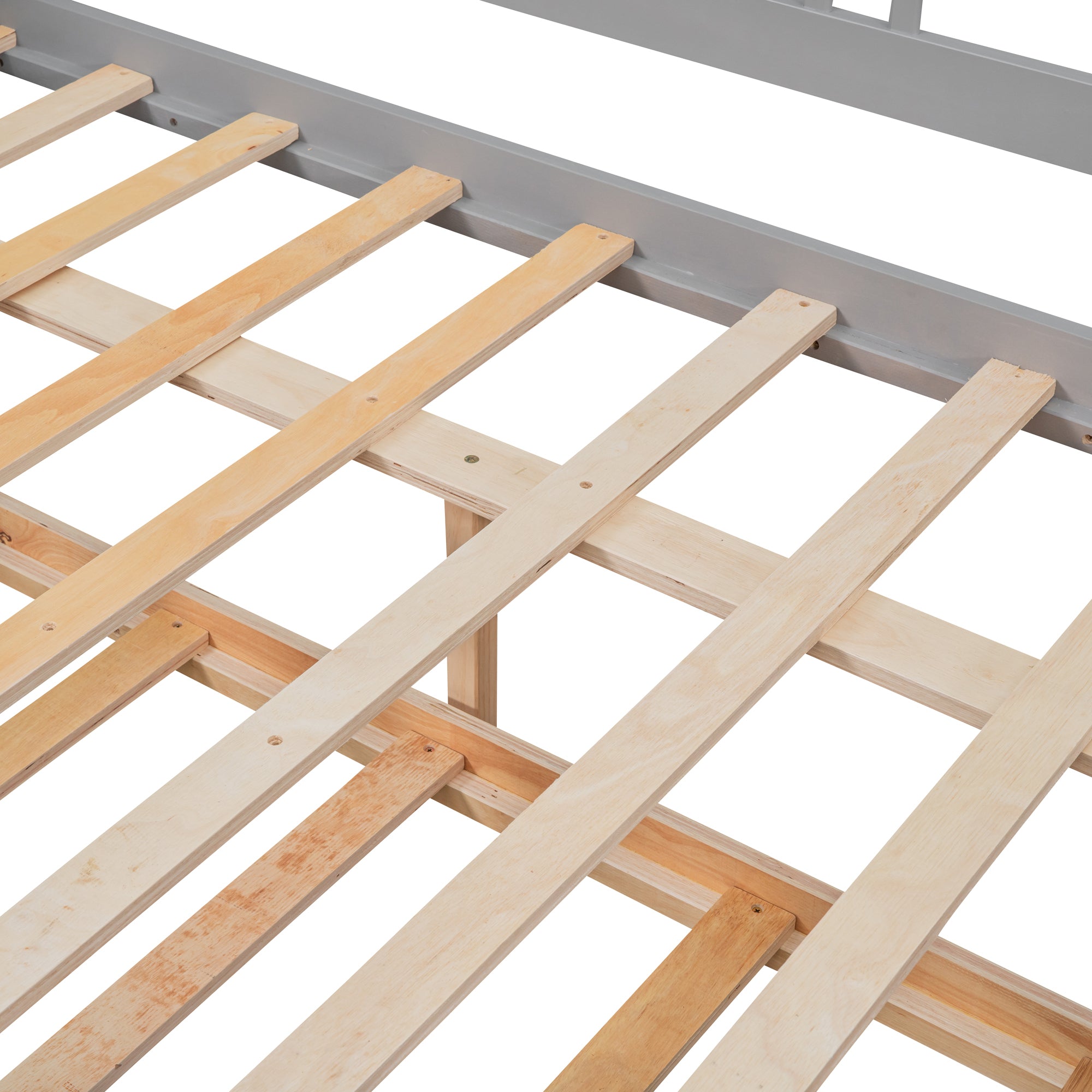 Full Size Daybed Wood Bed with Twin Size Trundle,Gray