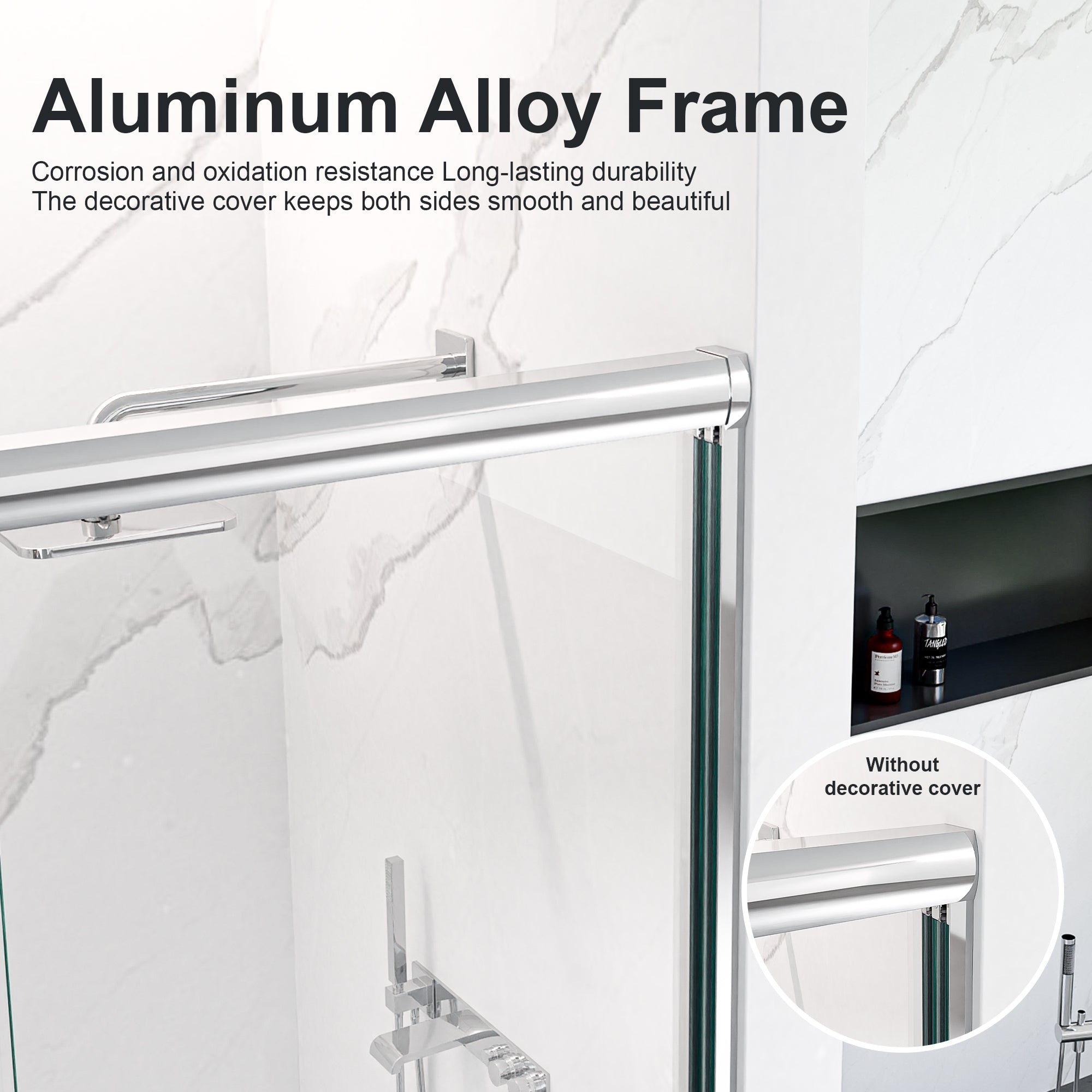 44-60 x 72 in Chrome Semi-Frameless Bypass Door view 3