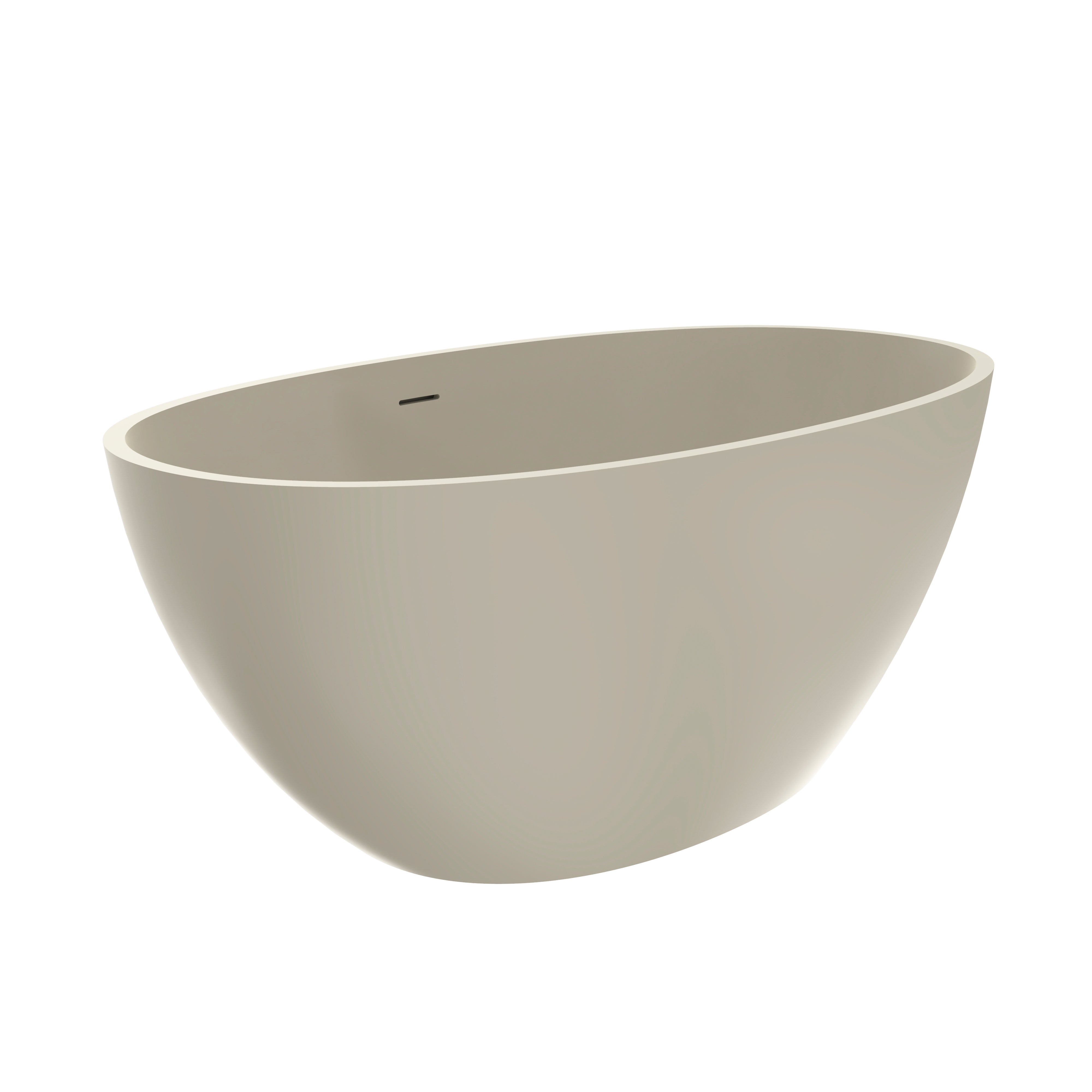 55 inch freestanding soaking tub, solid surface, top-down detail view