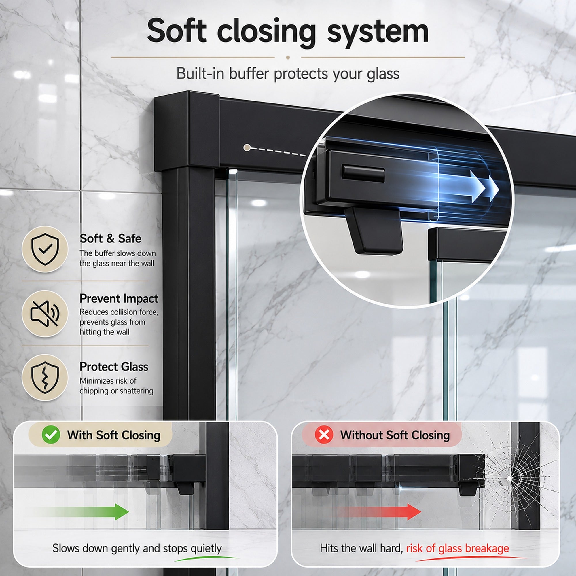 60 x 60 in Semi-Frameless Sliding Tub Door - 60 x 60 in / Matte Black view 5