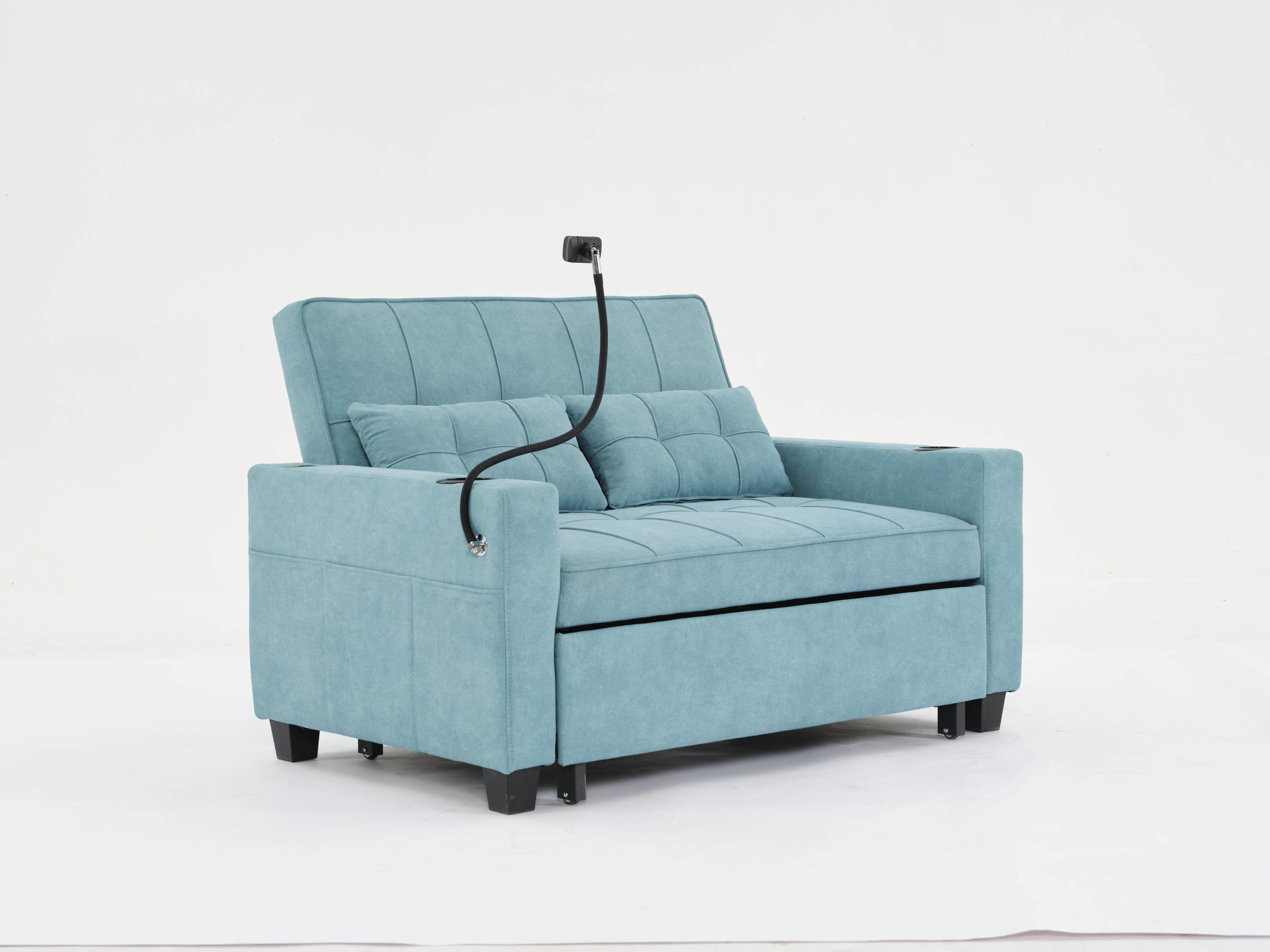 Futon Chair Bed Convertible Chair 3-in-1 Pull Out Sleeper Chair Beds with USB Ports,Wear-resistant and Anti-scratch, Armchair Bed Sleeper for Living Room (Green Tech cloth)