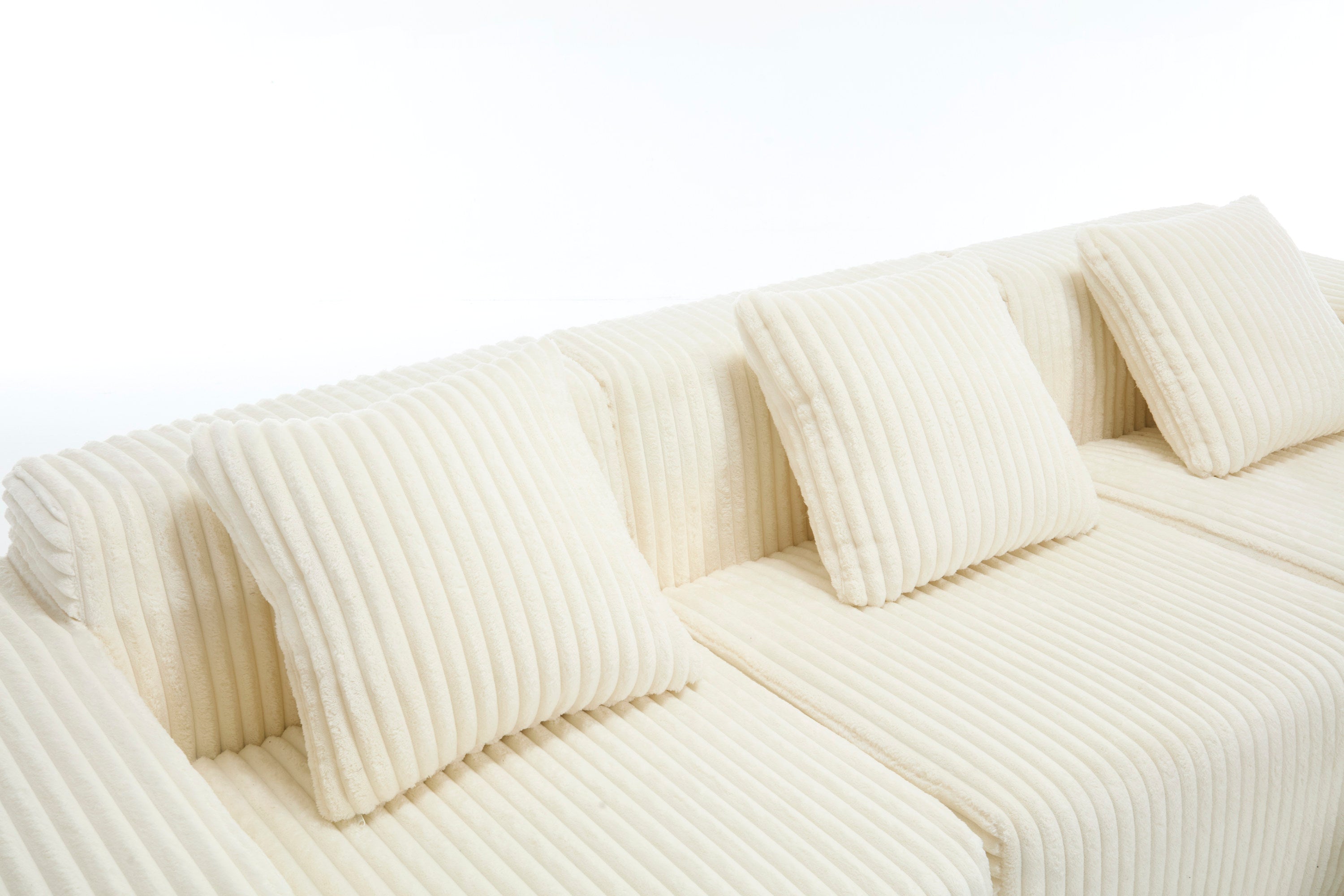 Modern Minimalist Modular Sectional Sofa,  L-Shape Upholstered Cloud Couch with Deep Seats, Right Facing Chaise for Living Room-White