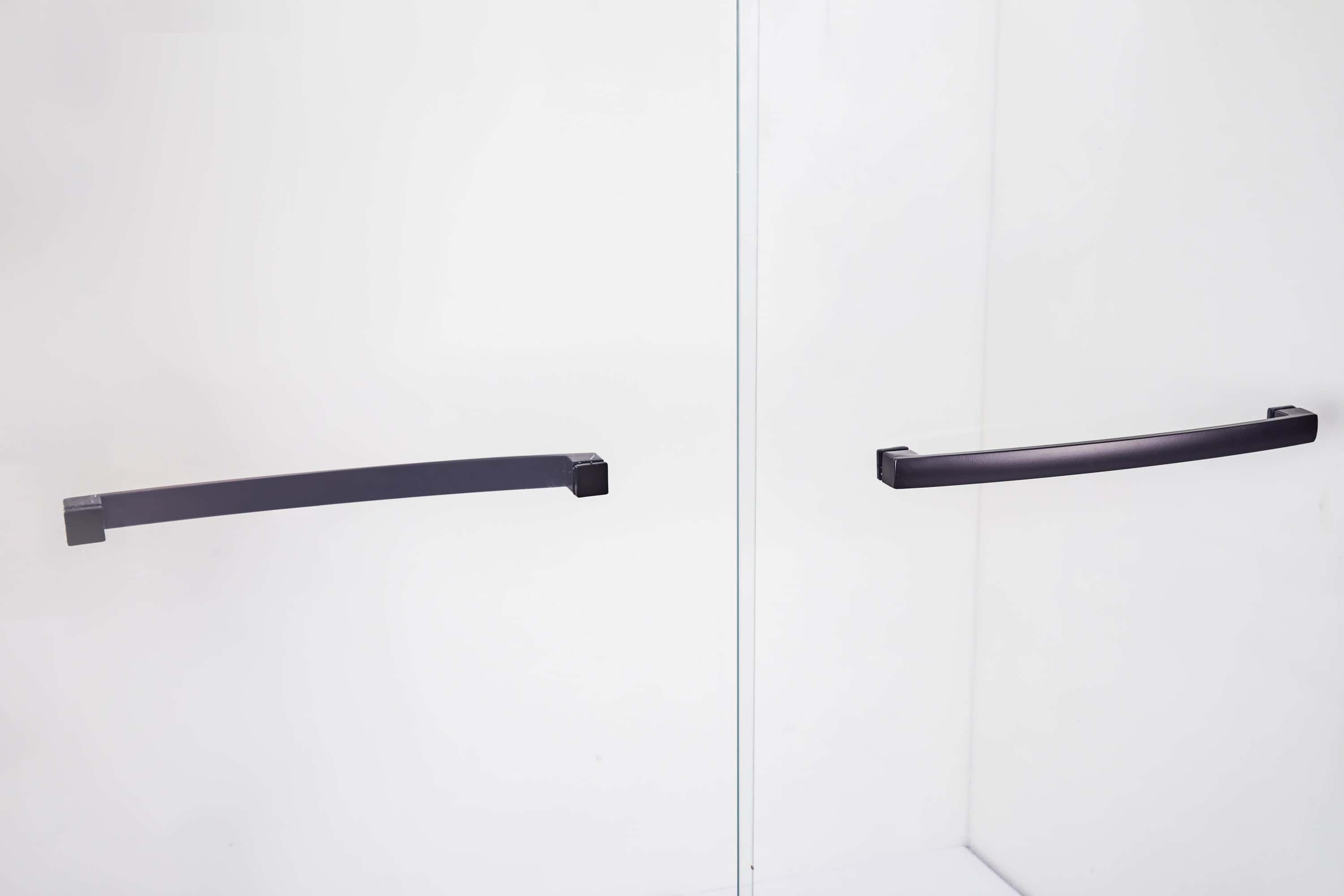 56-60"W x 76"H Semi-Frameless Shower Door, Double Sliding Shower Door, 5/16" (8mm) Clear Tempered Glass Shower Door with Explosion-Proof Film, Matte Black 24D212-60MB-COMBO-1