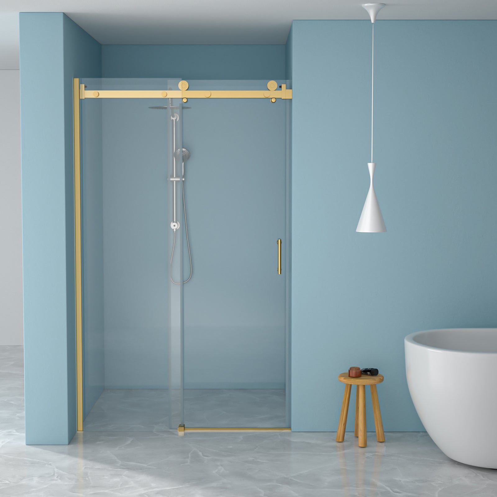 48 x 76 in Single-Slide Shower Door - 48 x 76 in / Brushed Gold view 1