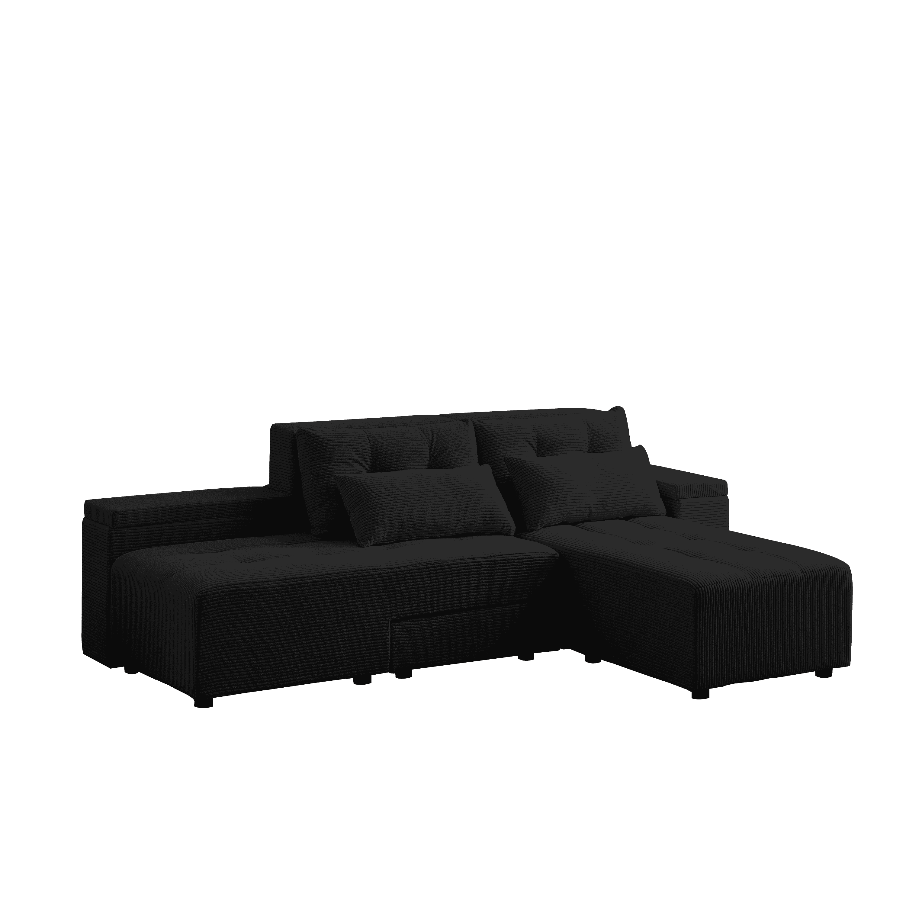 Convertible 3 in 1 Sleeper Sofa and Sectional Sofa with 4 Storage Space for Living Room,Corduroy Couch With 4 pillows,Corduroy