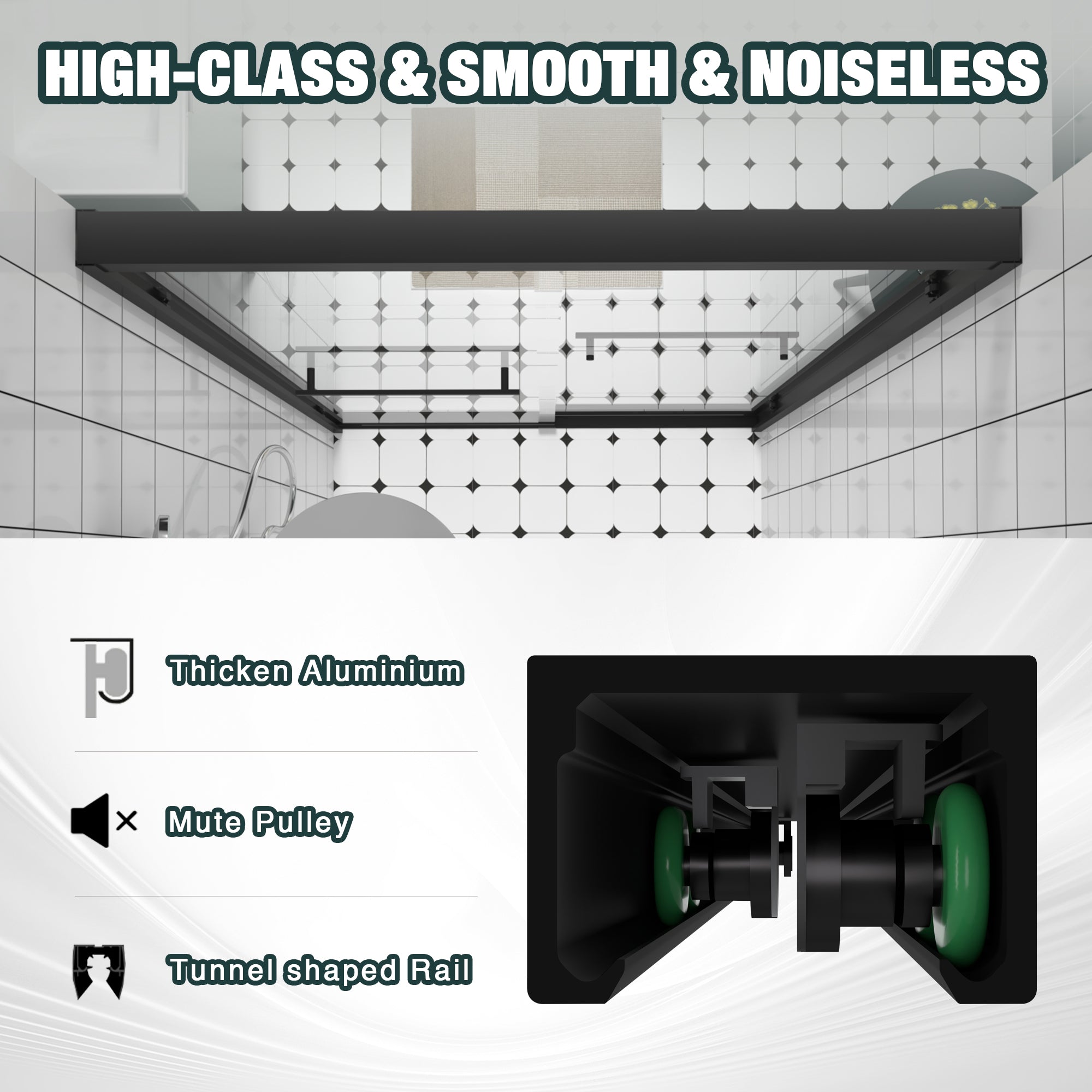 44-48 x 76 in Matte Black Bypass Shower Door view 4