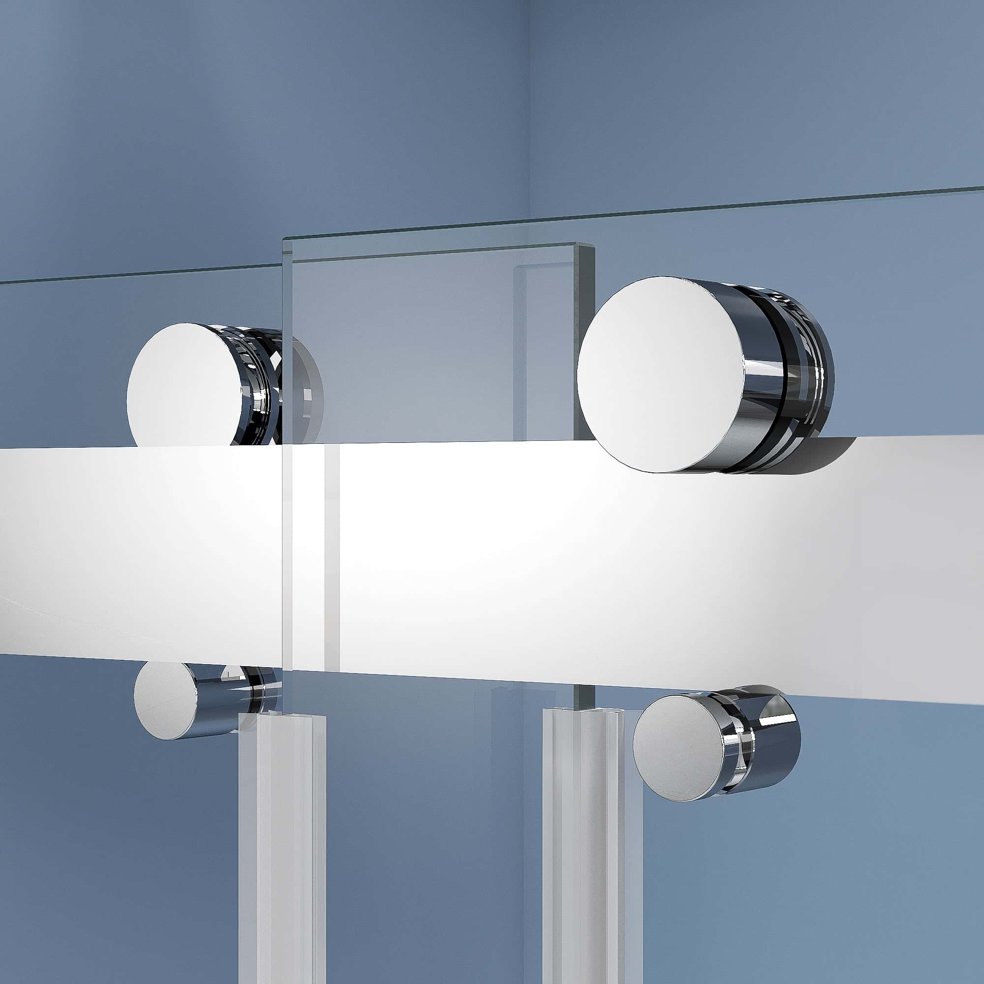56" - 60" W × 72" H Double Sliding Framless Soft-Close Shower Door With 3/8 inches (10mm) Tempered Safety Glass, Chrome Finish