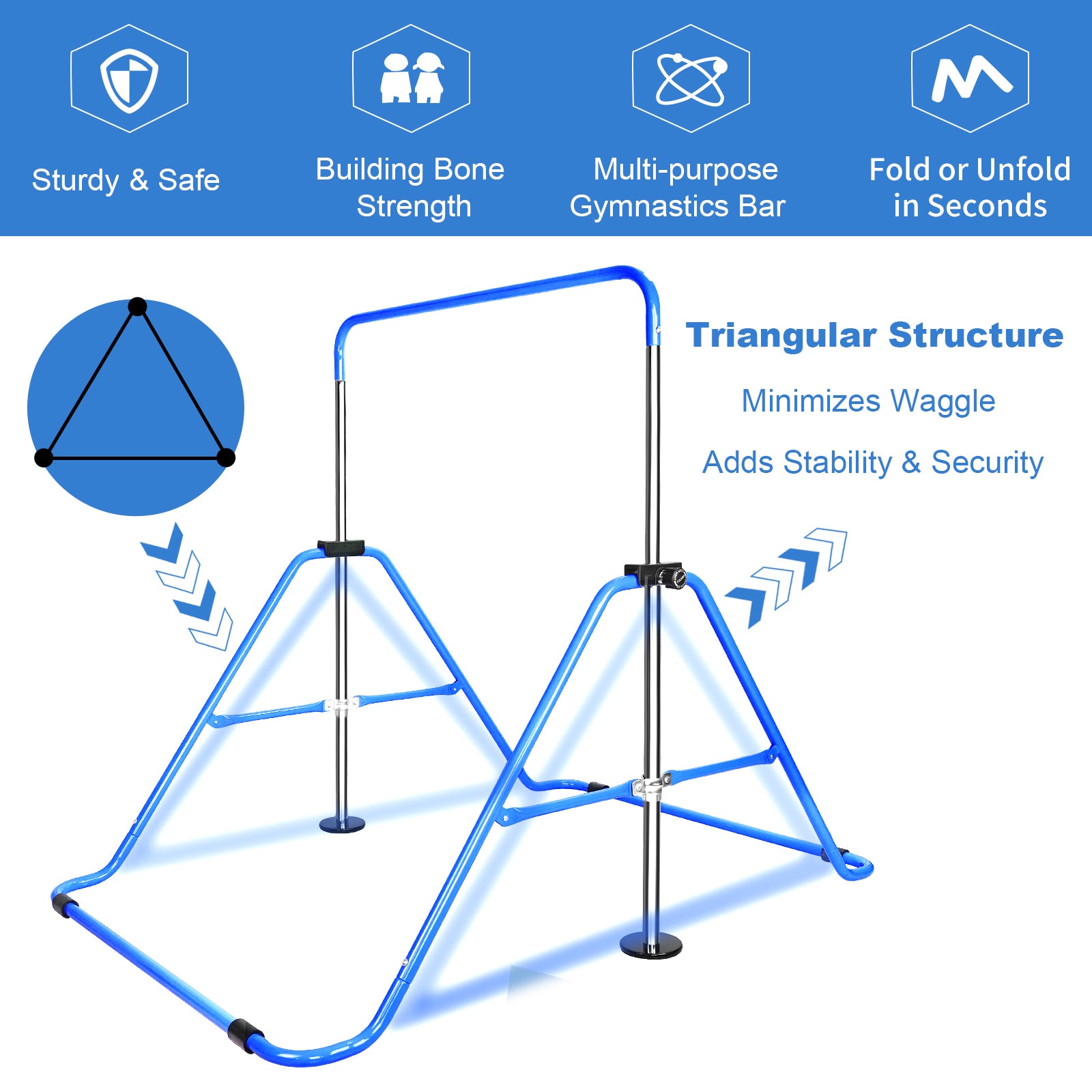 Multi-Functional Adjustable Height Children's Horizontal Gymnastic Bar With Bear Rings
