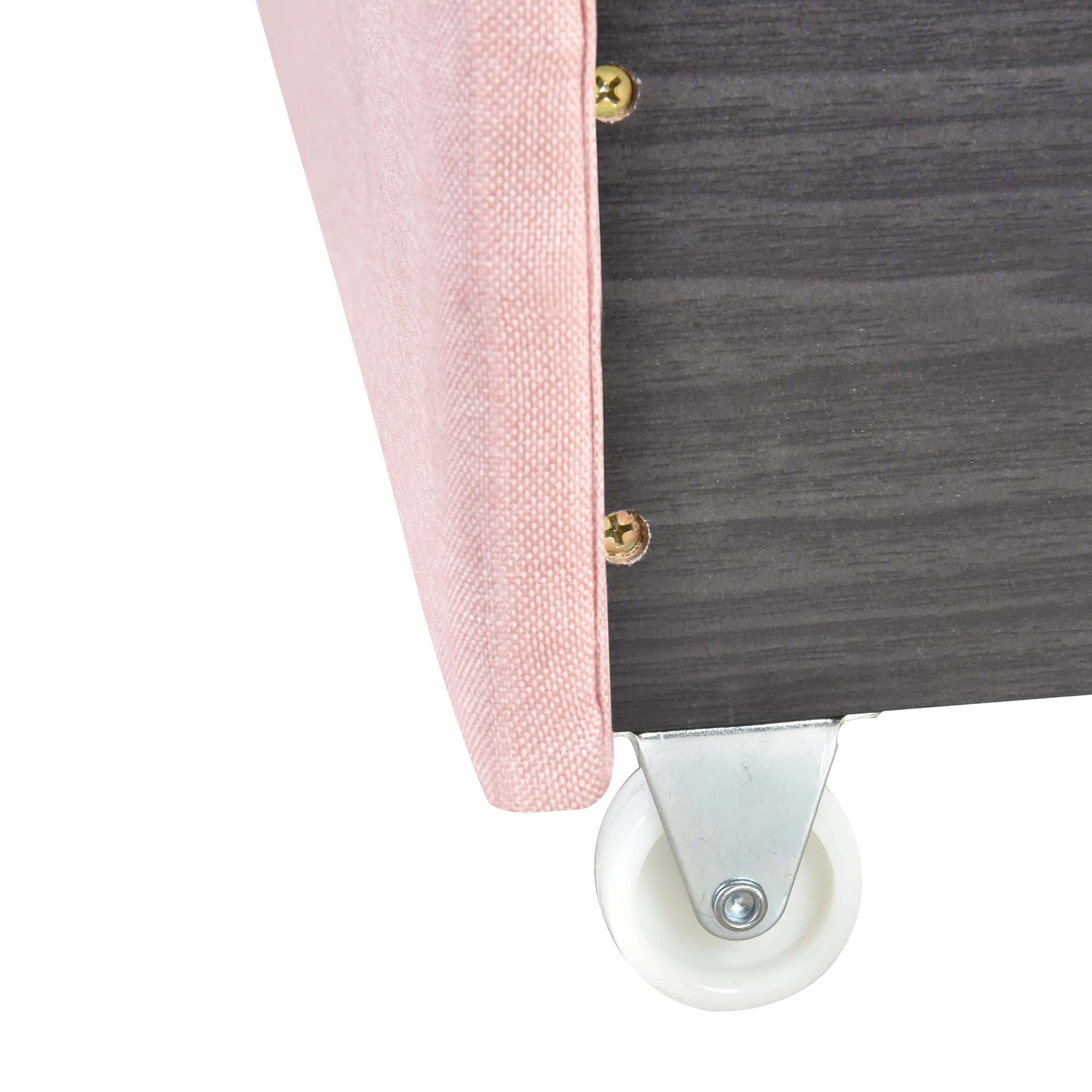 Queen Size Storage Bed Linen Upholstered Platform Bed with Two Drawers - Pink