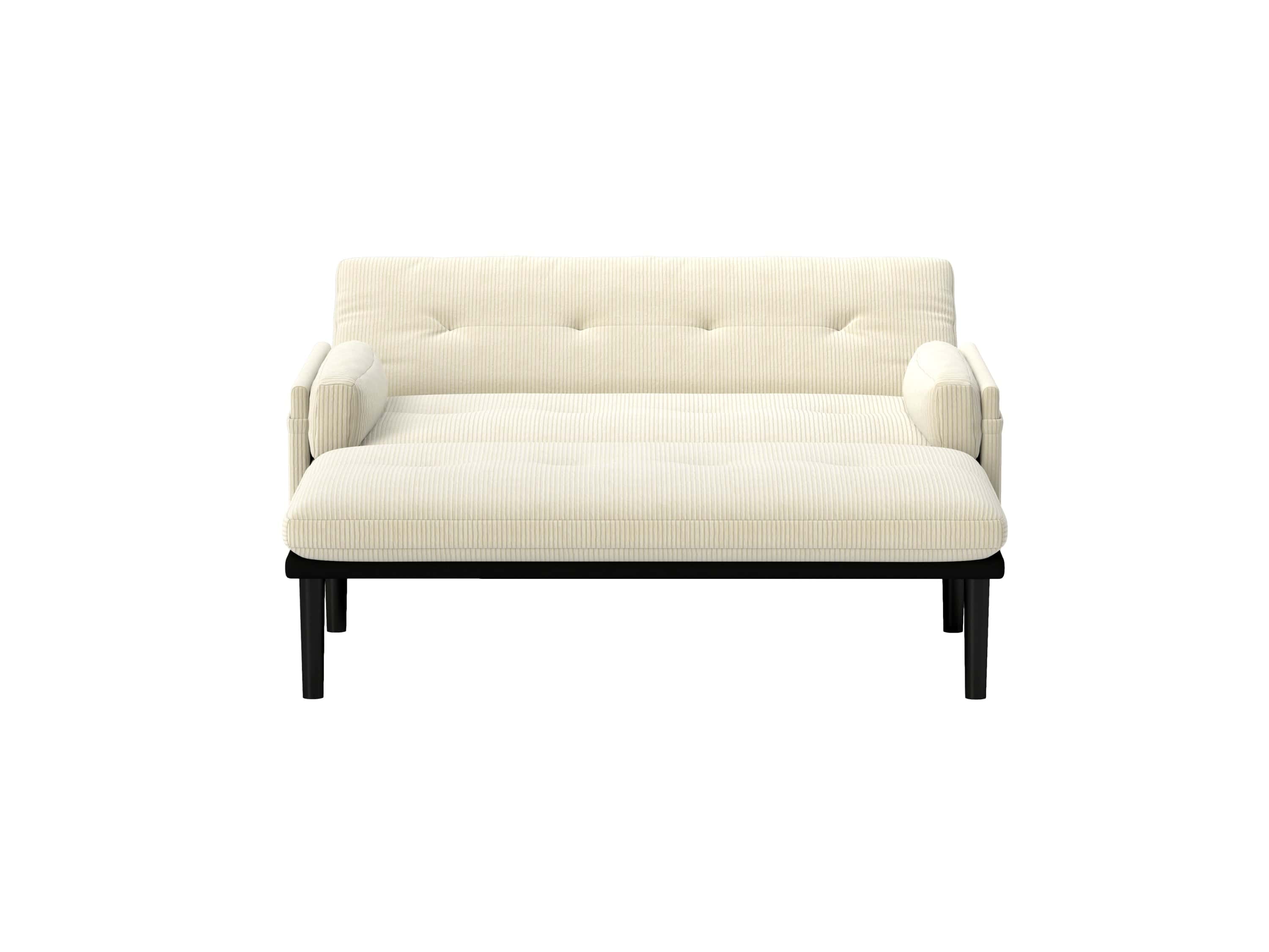Ivory Corduroy Loveseat, Convertible Lounge Chair and Bed