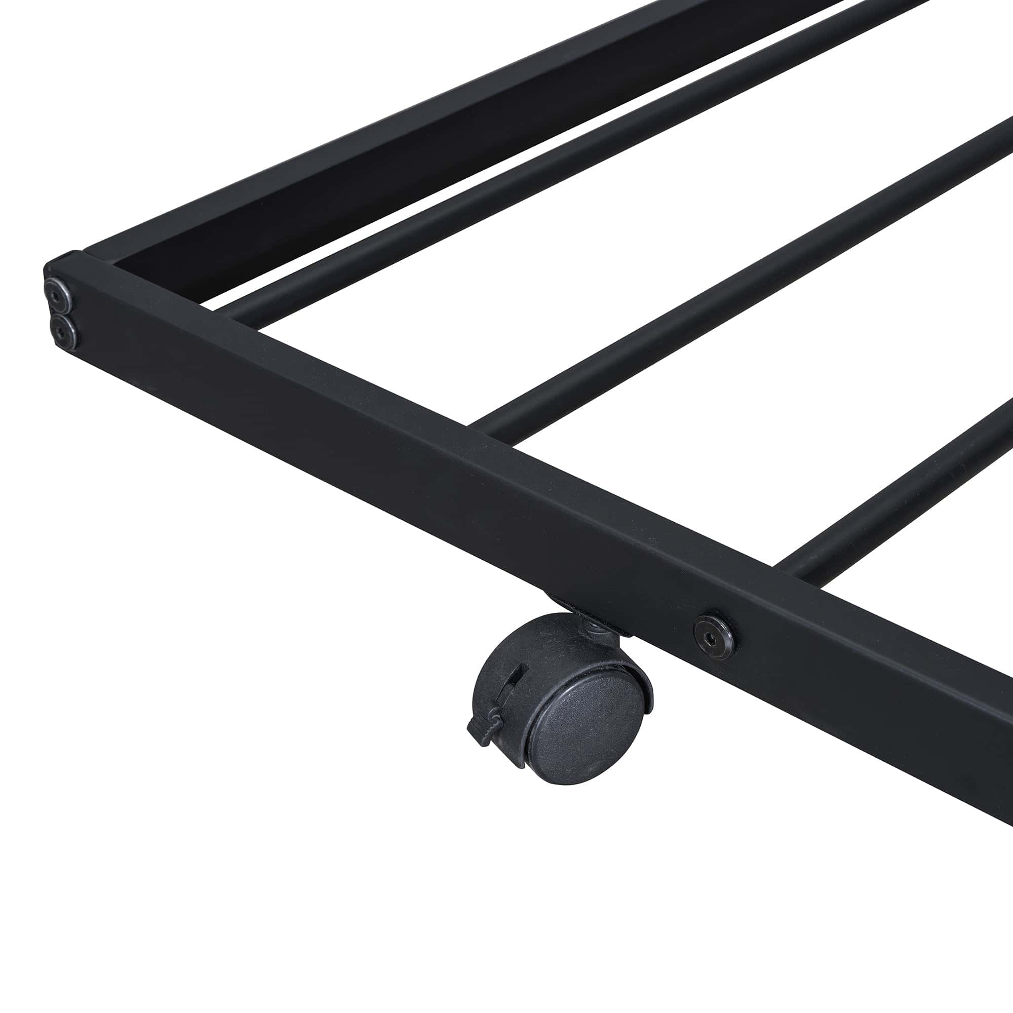 Full Size Metal House Bed with Twin Size Trundle, Black