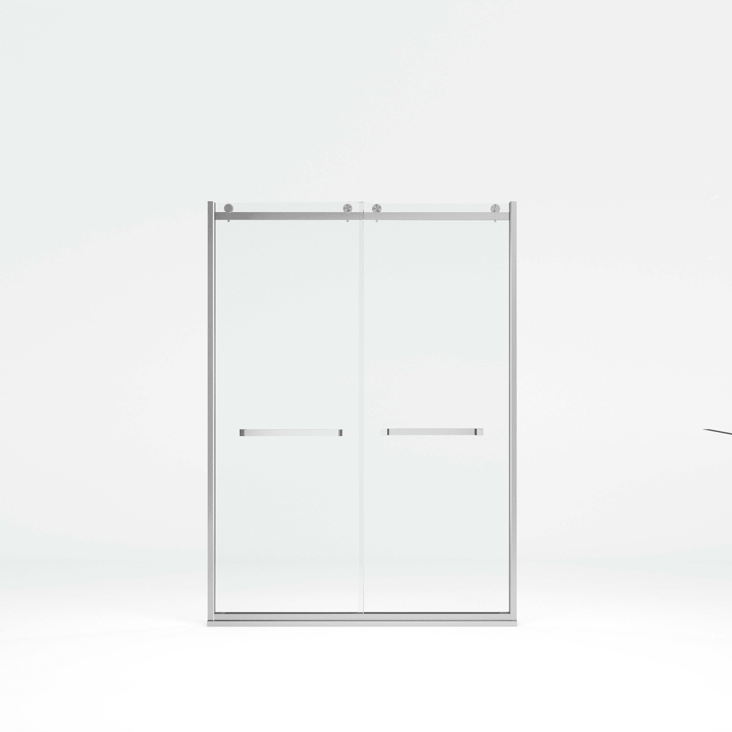 Frameless Double Sliding Glass Shower Doors, 60"W x 76"H with 3/8"(10mm) Clear Tempered Glass, Brushed Nickel Finish