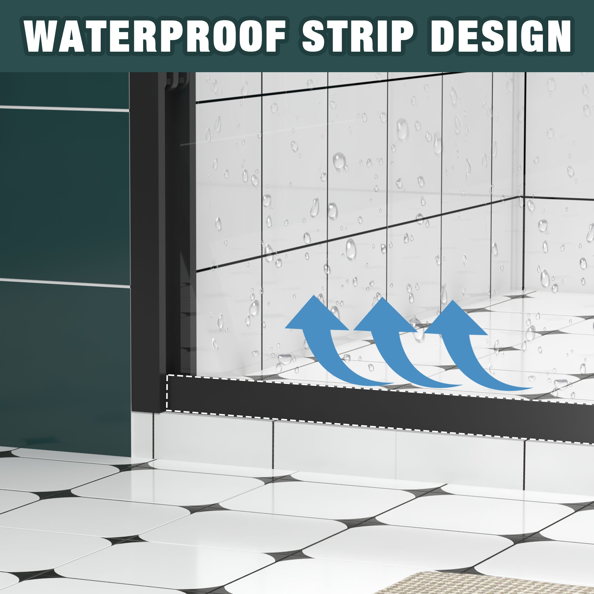 56-60 x 74 in Bypass Sliding Shower Door - 56-60 x 74 in / Matte Black view 6