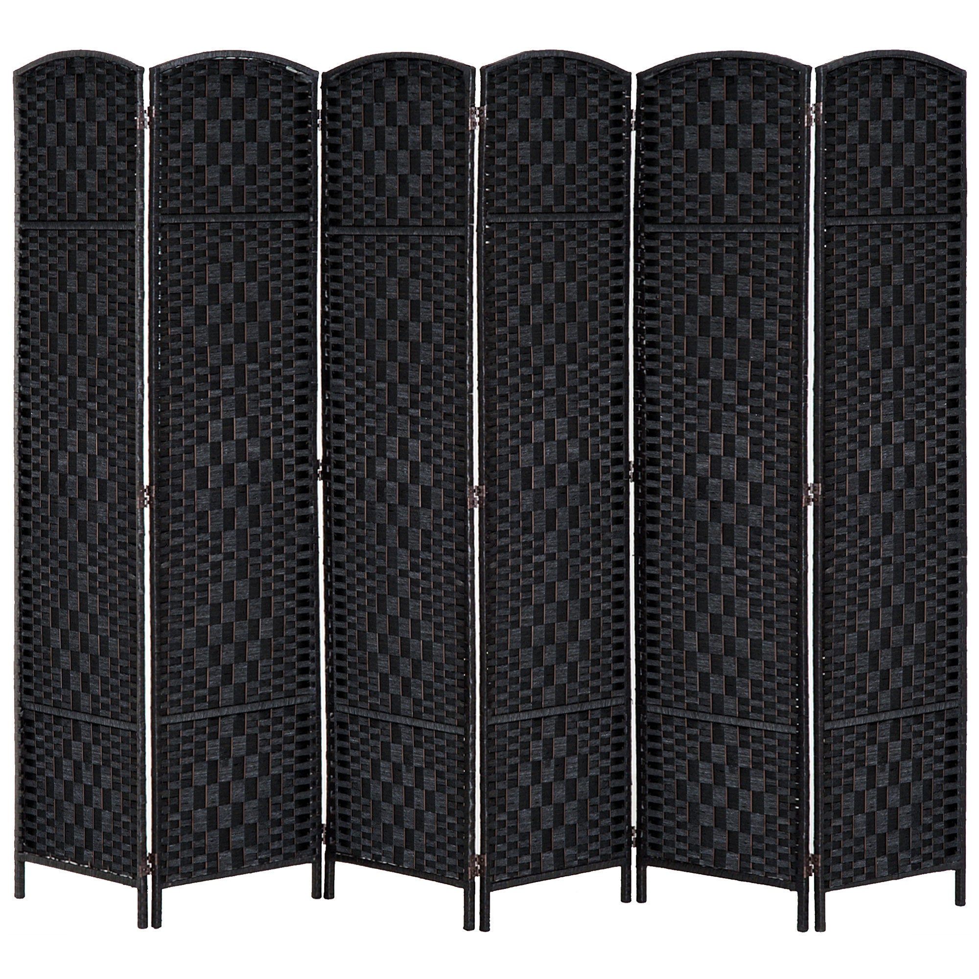 HOMCOM 6' Tall Wicker Weave 6 Panel Room Divider Privacy Screen - Black