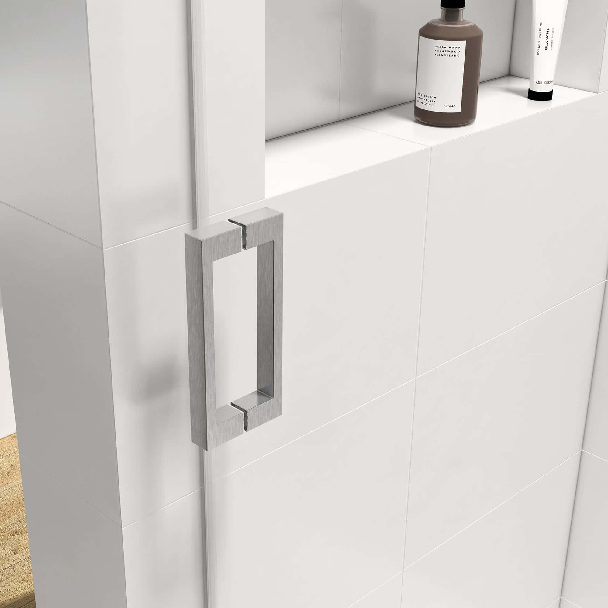 56-60"W x 76"H Single Sliding Frameless Shower Door in Brushed Nickel with Soft-Closing and 3/8 Inch Clear Glass