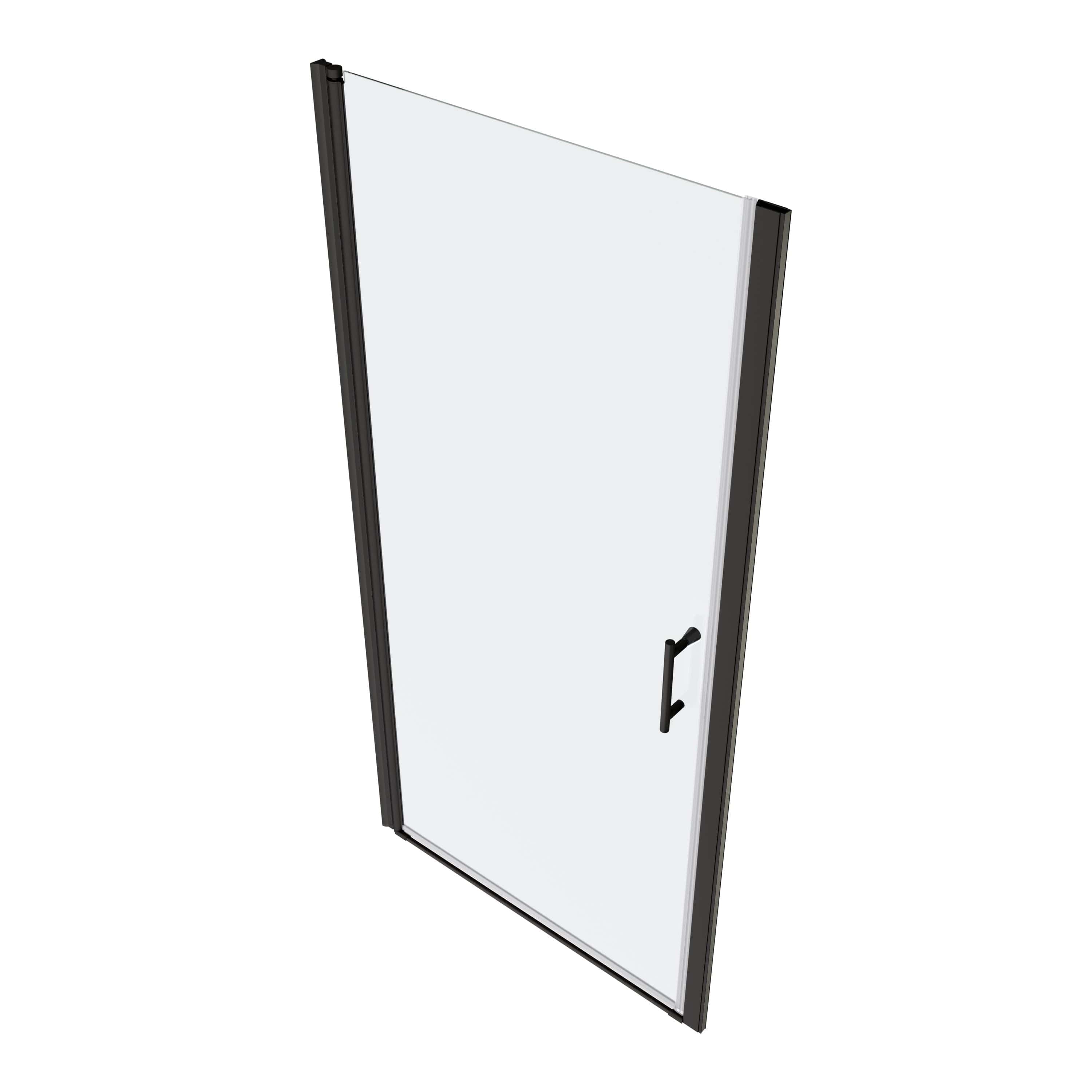 Universal Pivot Shower Door: 24"W x 72"H, Open Outside, Matted Black Finish