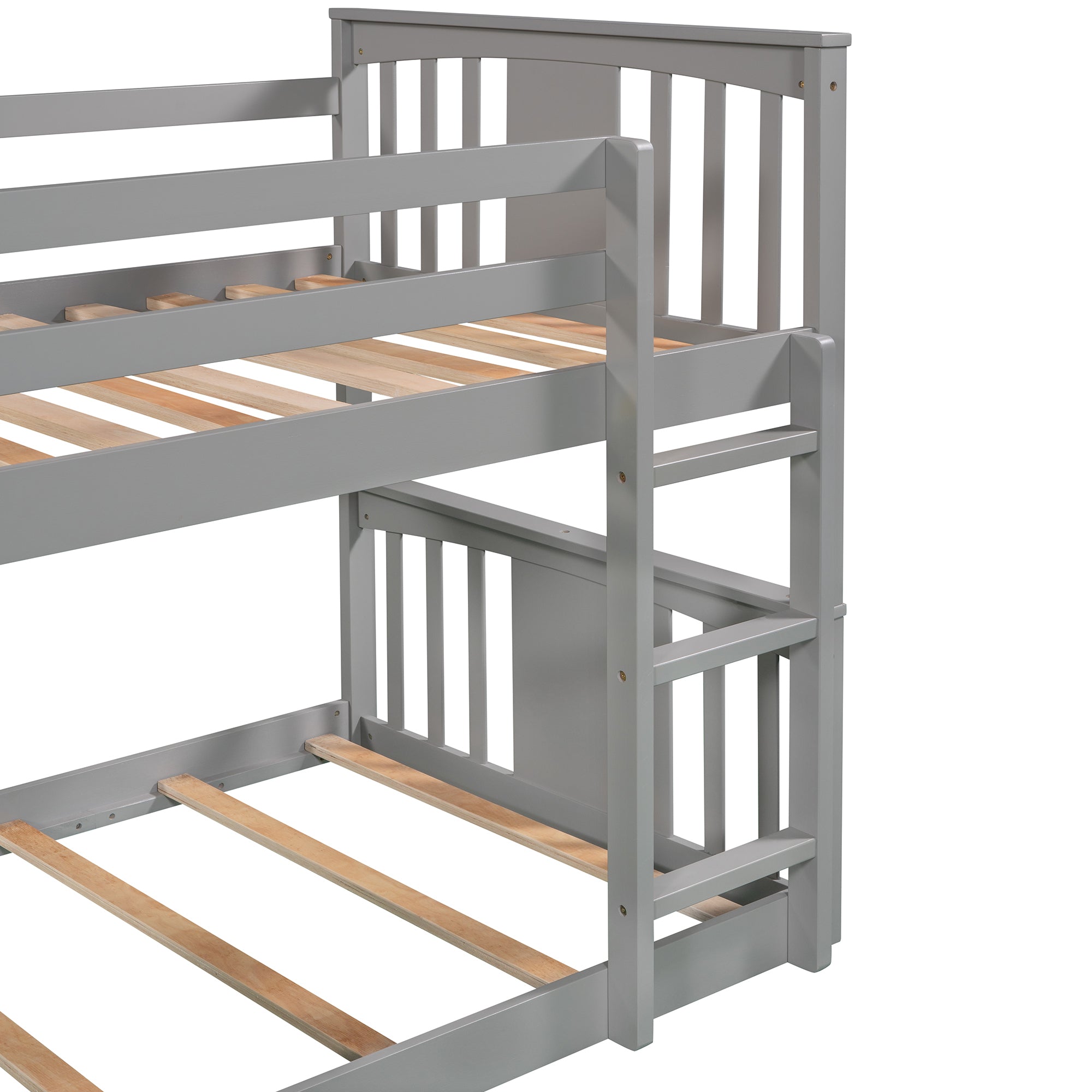 Twin Over Twin Bunk Bed with Slide and Ladder, Gray (Old SKU:LP000108AAE)